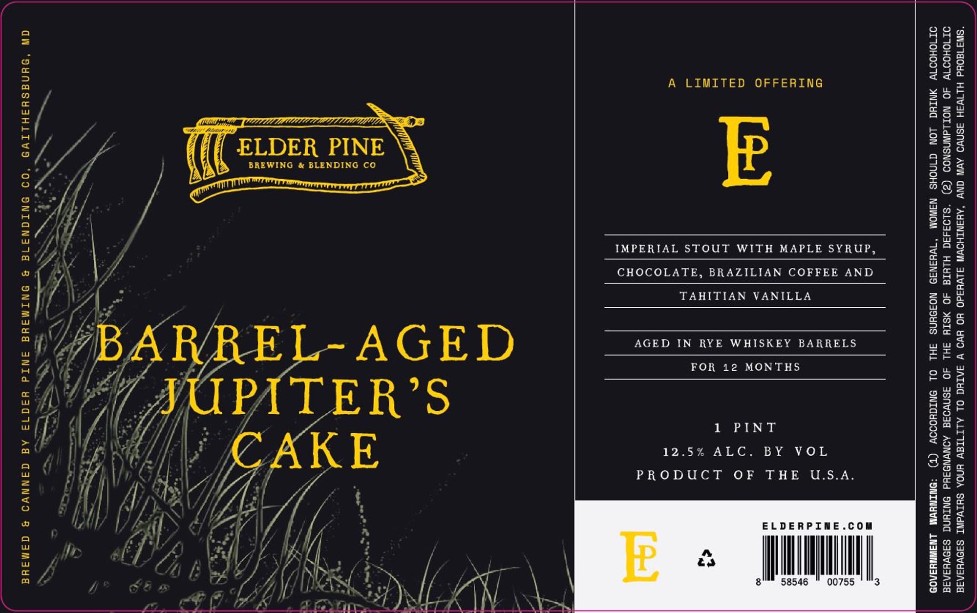 Jupiter’s Cake by Elder Pine Brewing & Blending Co. - beer label