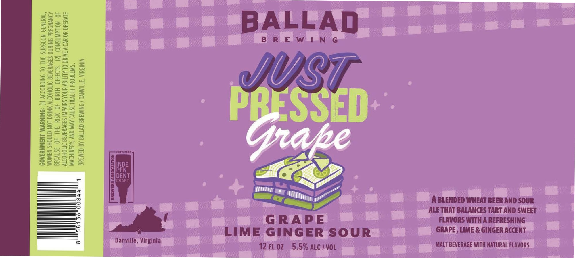 Just Pressed: Grape by Ballad Brewing - beer label