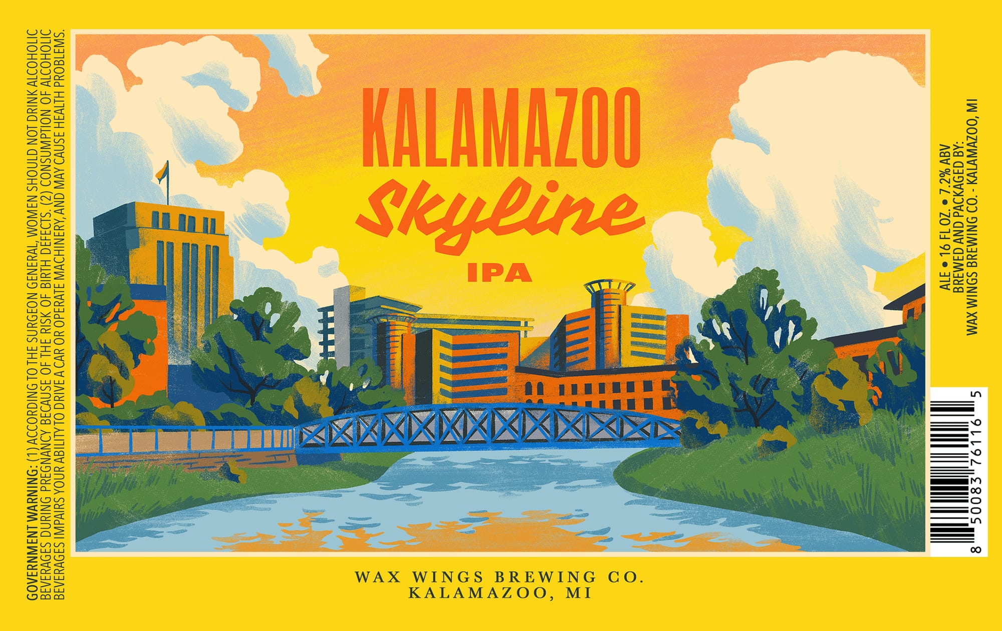 Kalamazoo Skyline IPA by Wax Wings Brewing Co. - beer label