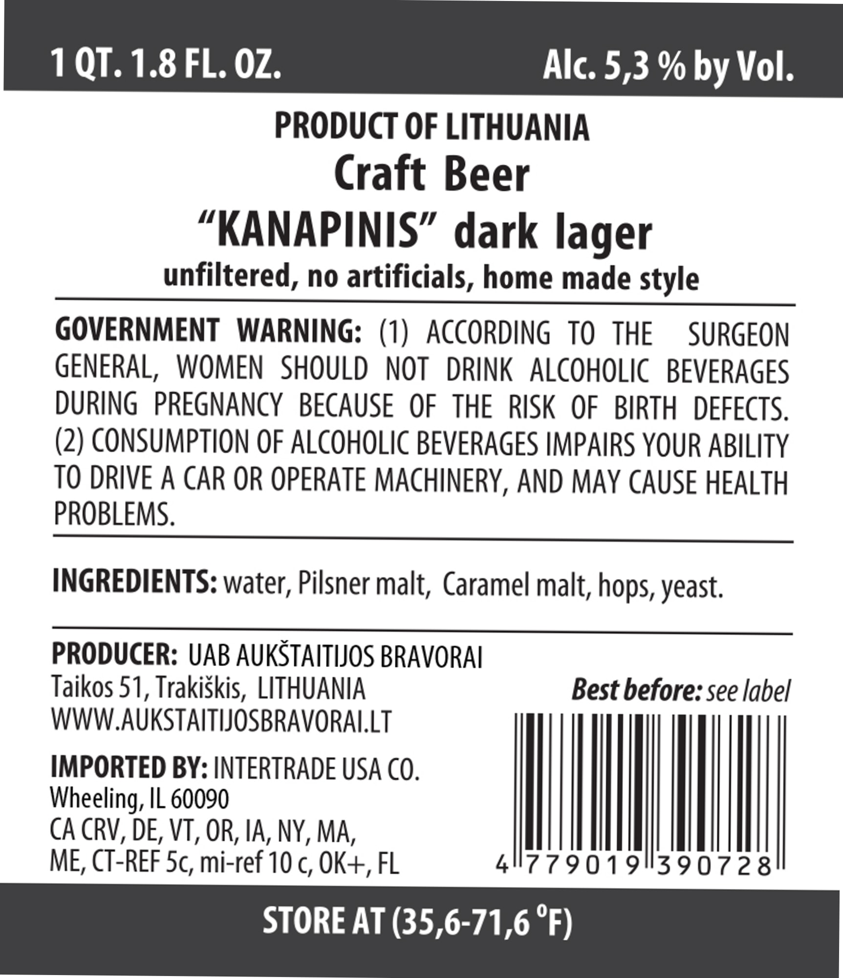 Kanapinis by Aukštaitijos Bravorai - beer label