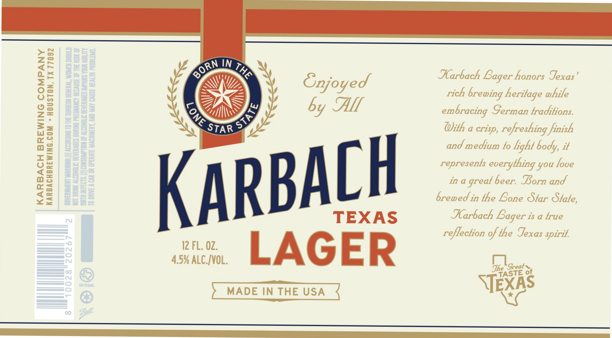 Karbach Texas Lager by Karbach Brewing Co. - beer label