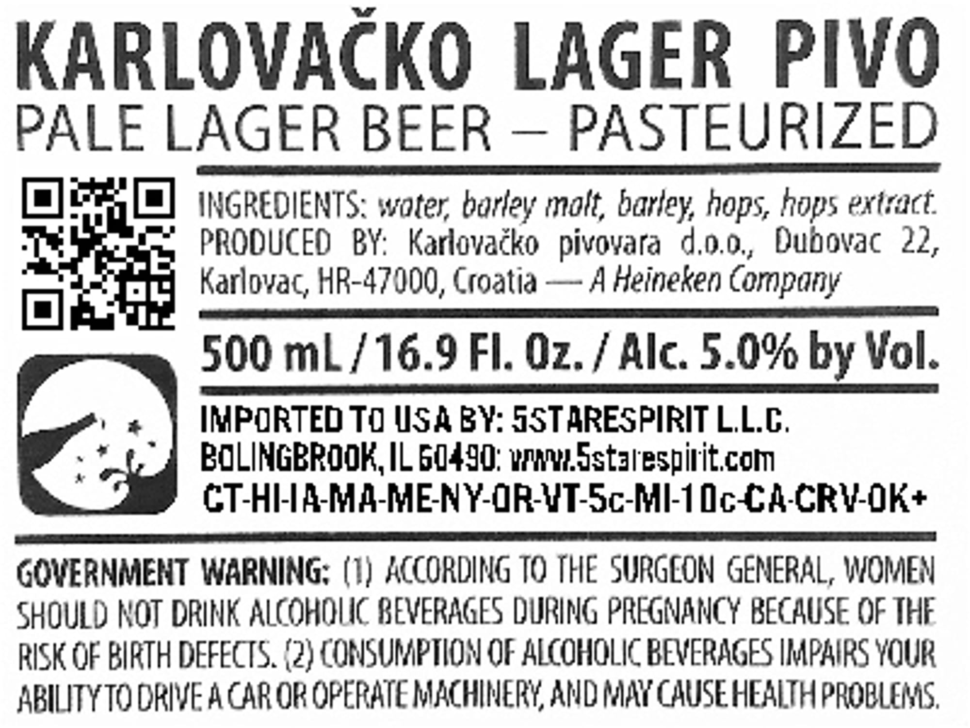 Karlovačko Lager Pivo by Karlovačko Pivovara - beer label