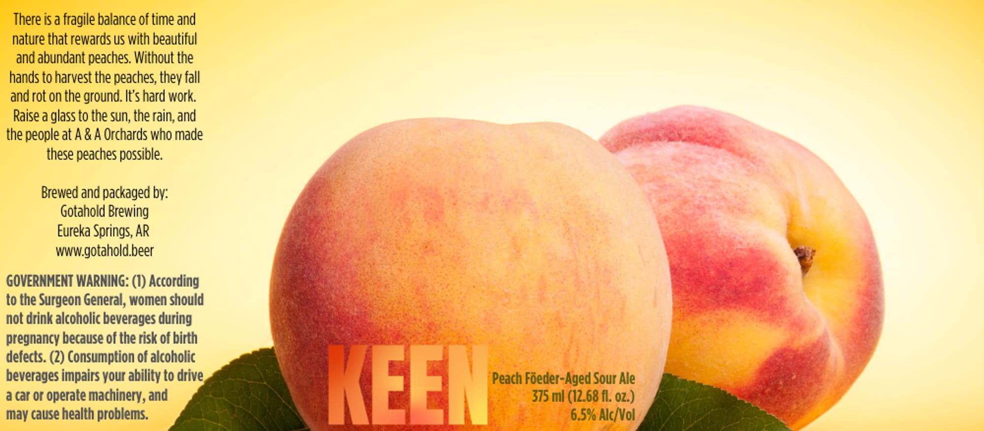 Keen Peach Foeder-Aged Sour Ale by Gotahold Brewing - beer label