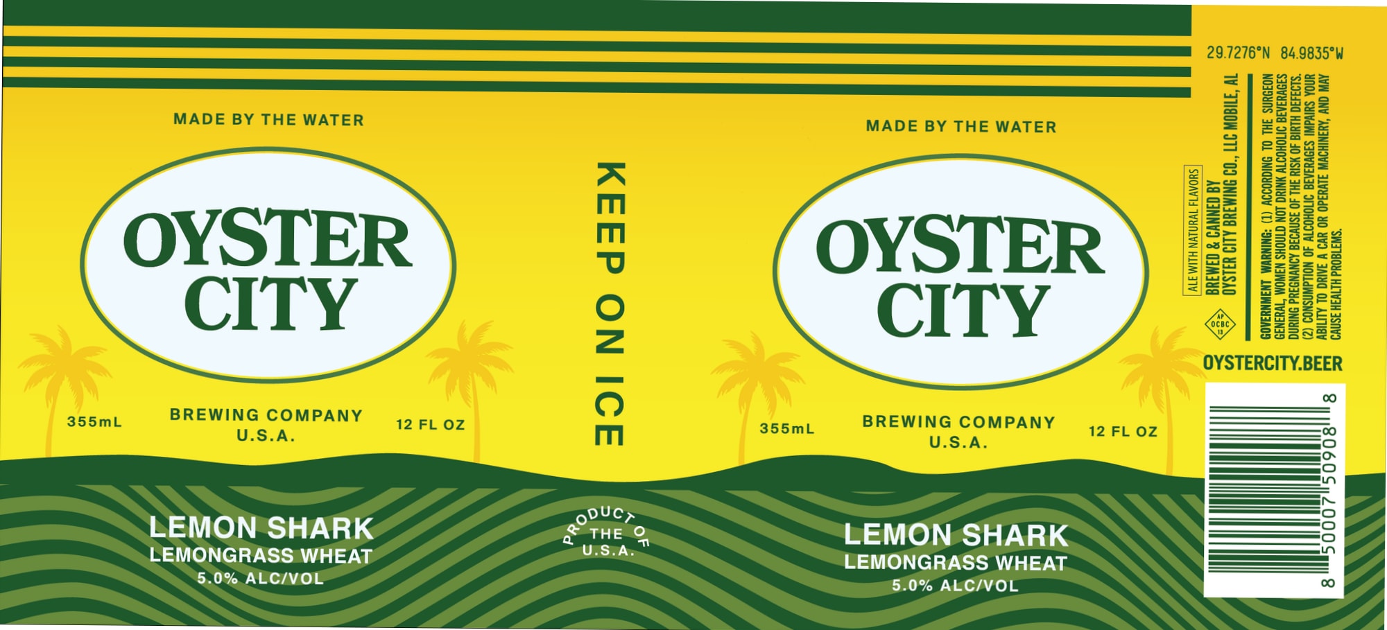 Keep On Lemon Shark by Oyster City Brewing Company - beer label