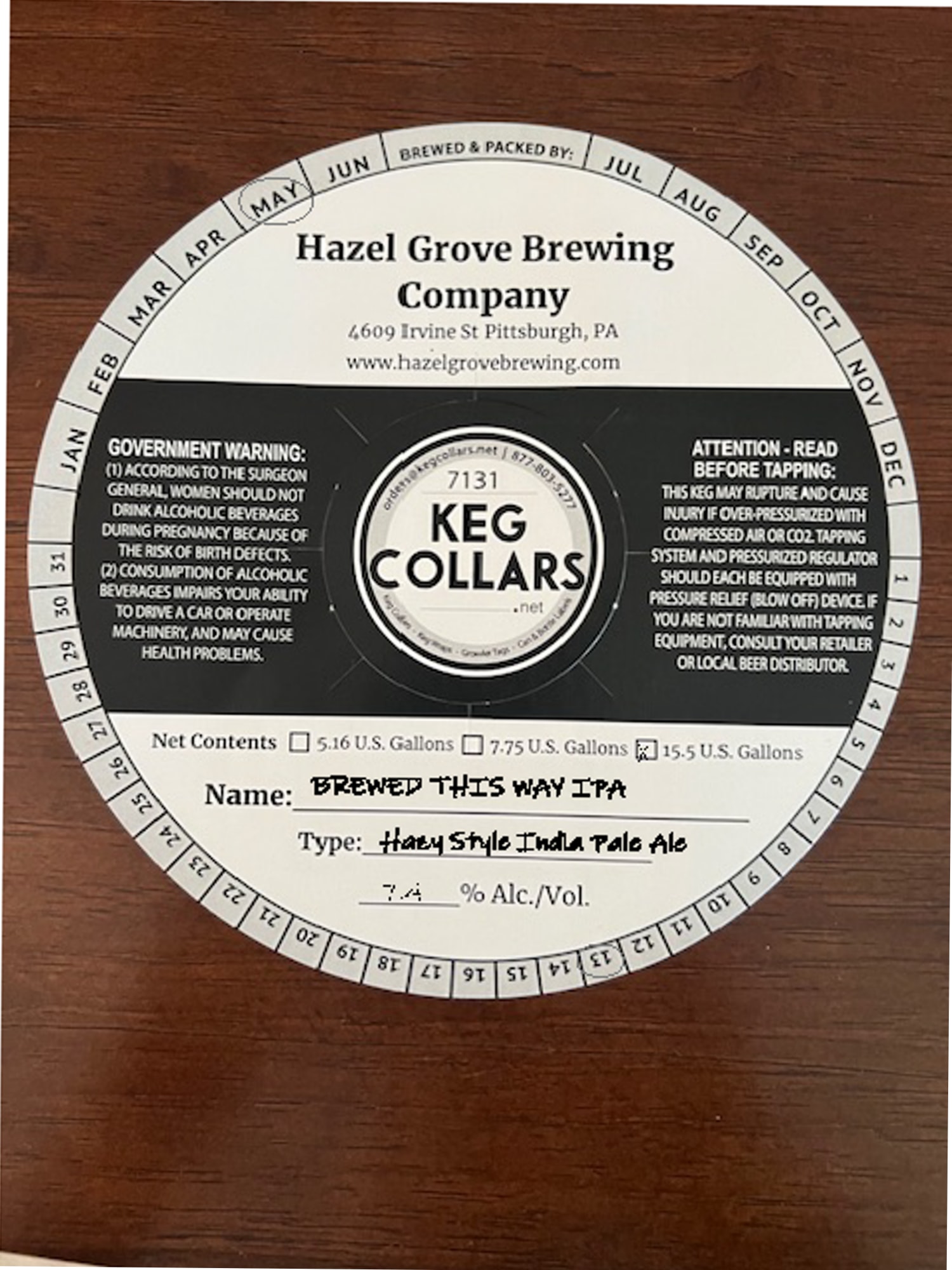 Keg Collars by Hazel Grove Brewing - beer label