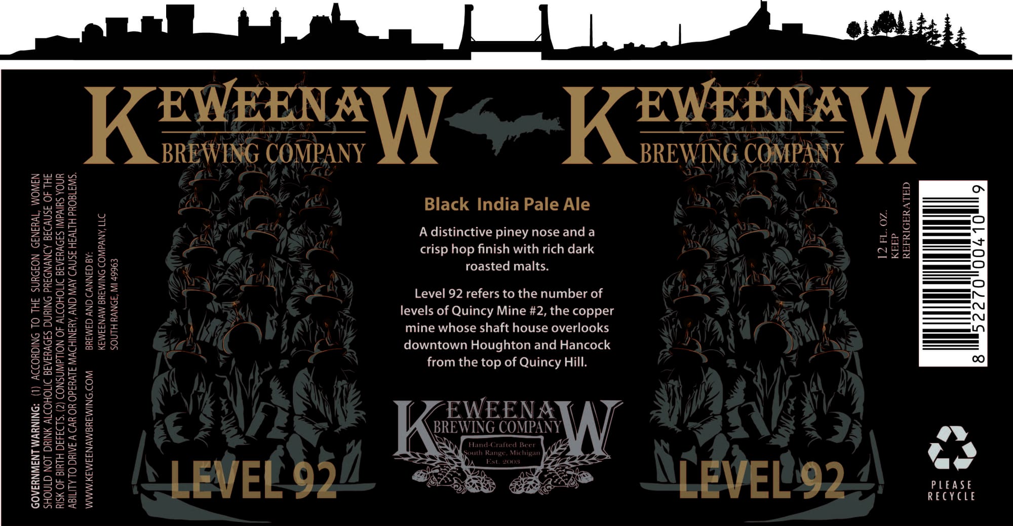 Level 92 by Keweenaw Brewing Company - beer label
