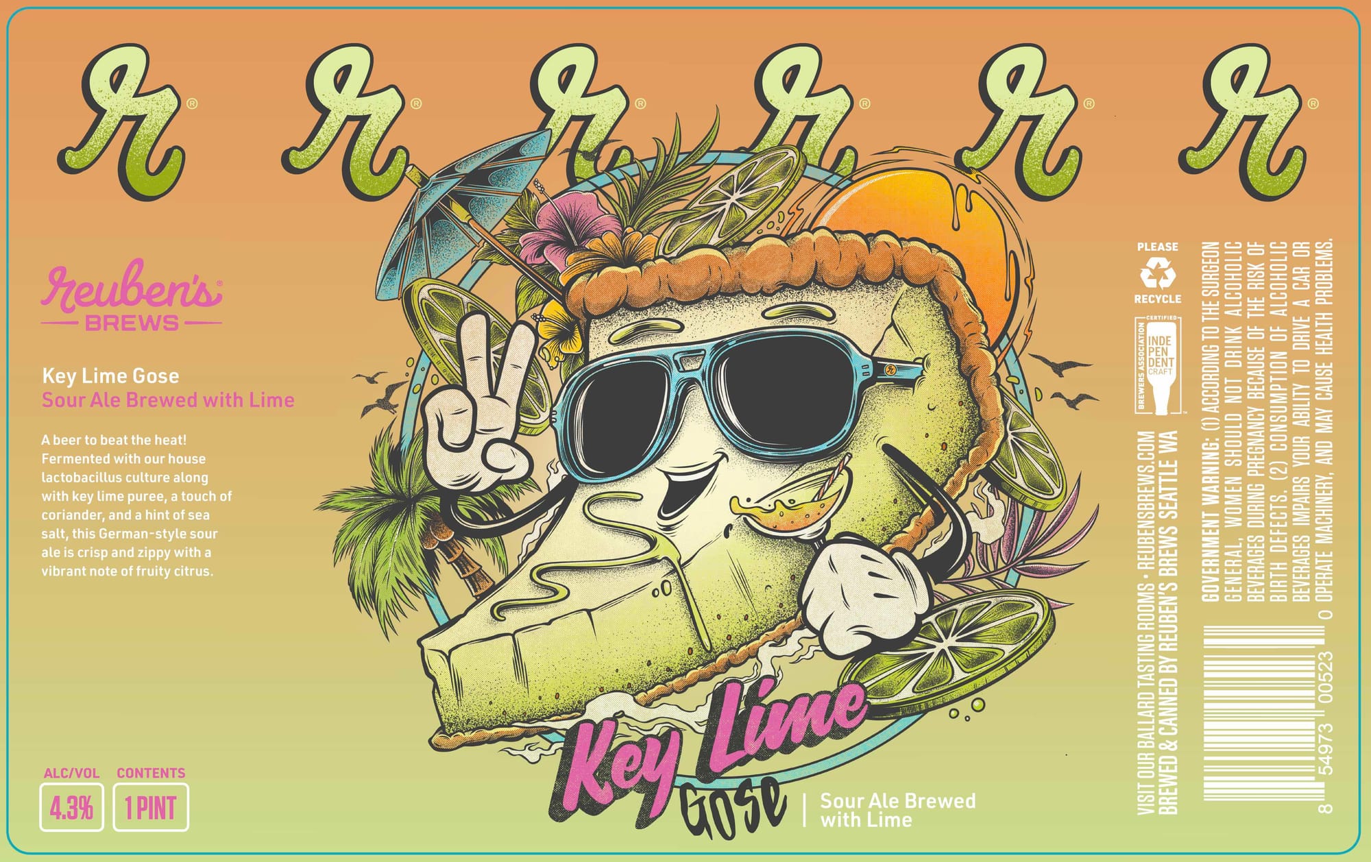 Key Lime Gose by Reuben's Brews - beer label