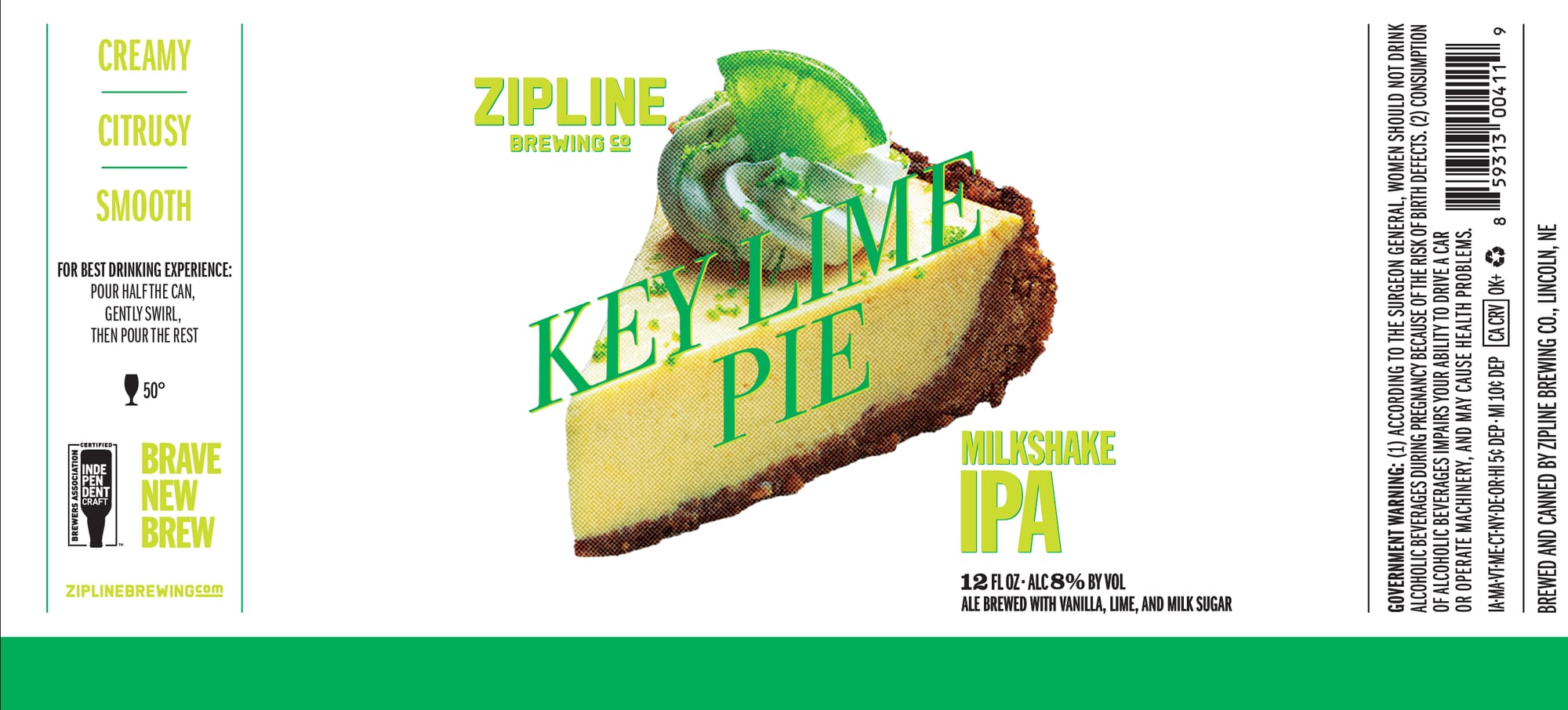 Key Lime Pie by Zipline Brewing Co. - beer label