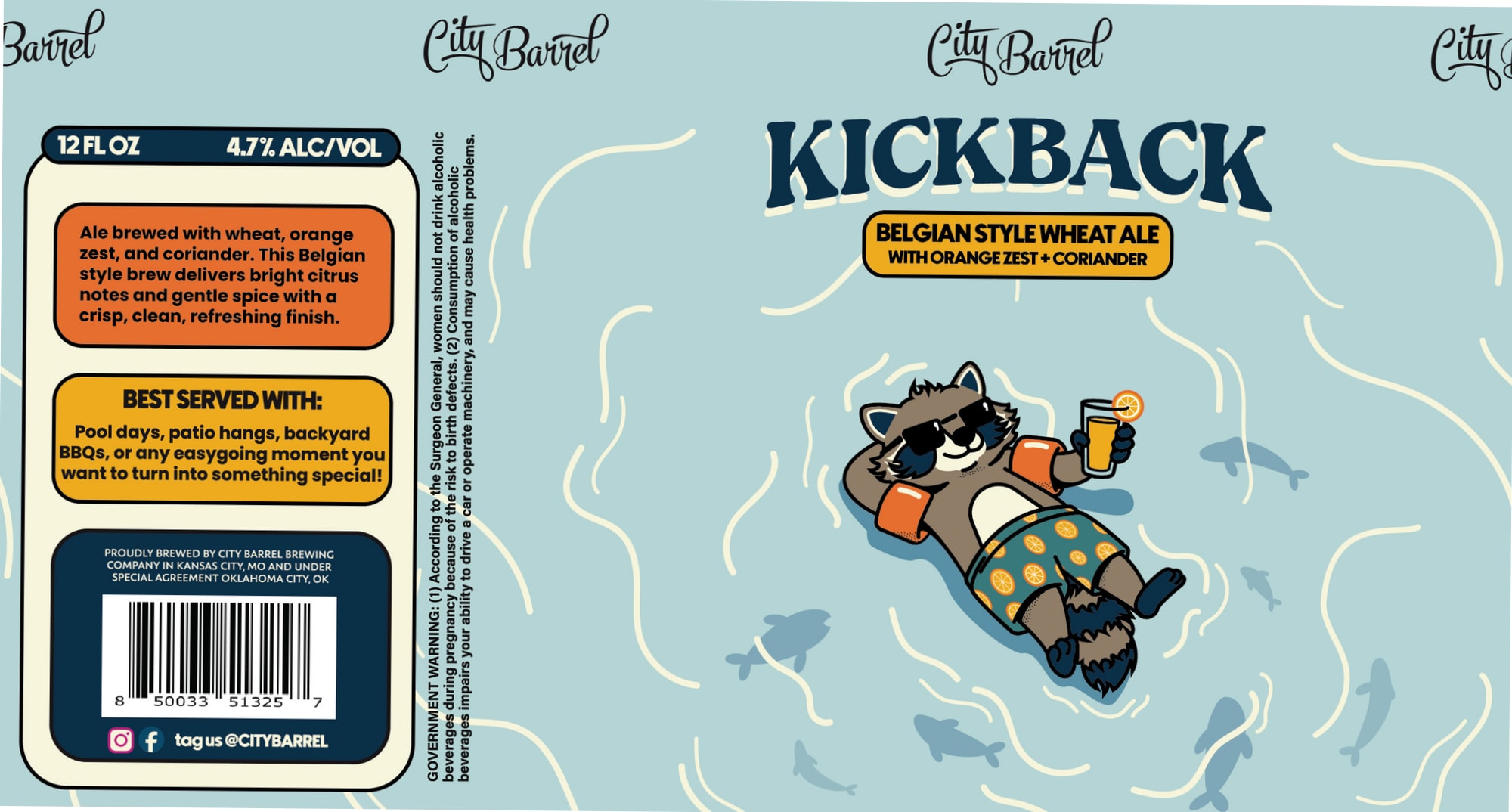Kickback by City Barrel Brewing - beer label