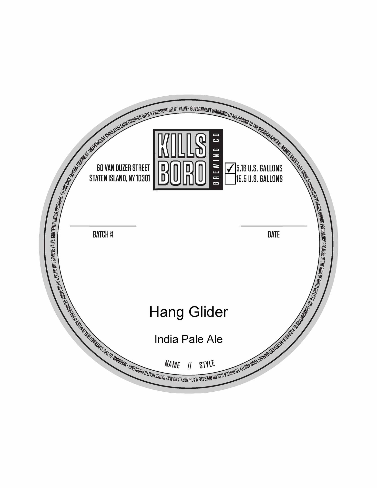 Hang Glider by Kills Boro Brewing Co. - beer label