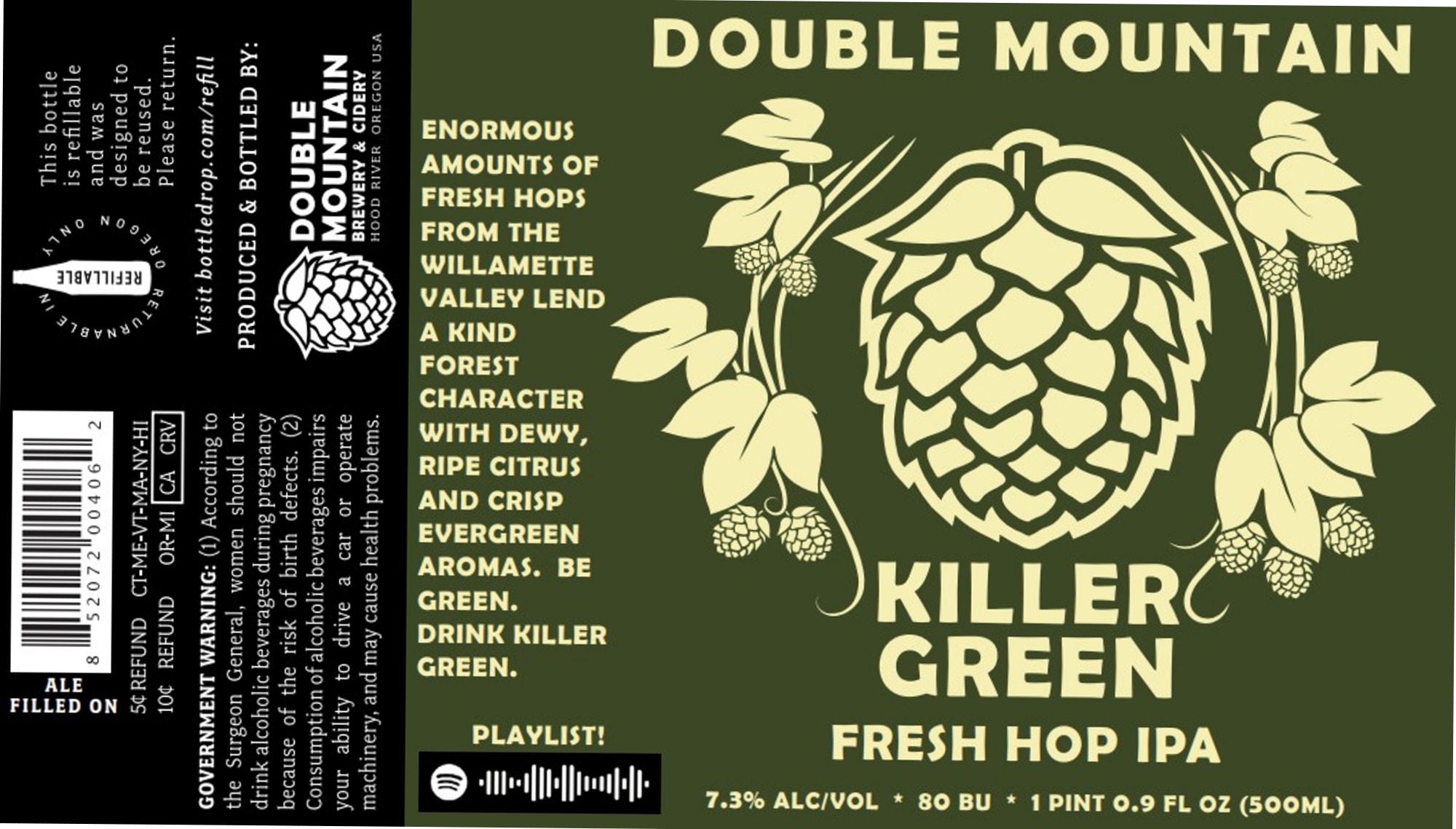 Killer Green by Double Mountain Brewery & Taproom - beer label