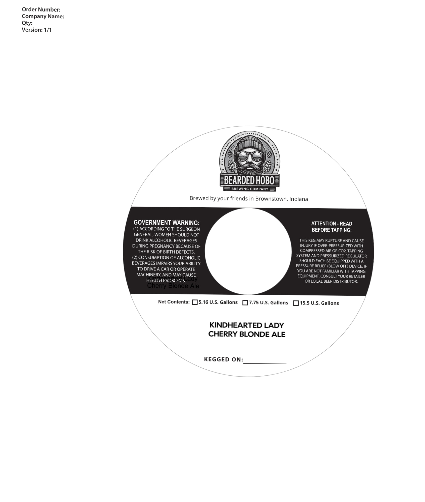 Kindhearted Lady by Bearded Hobo - beer label