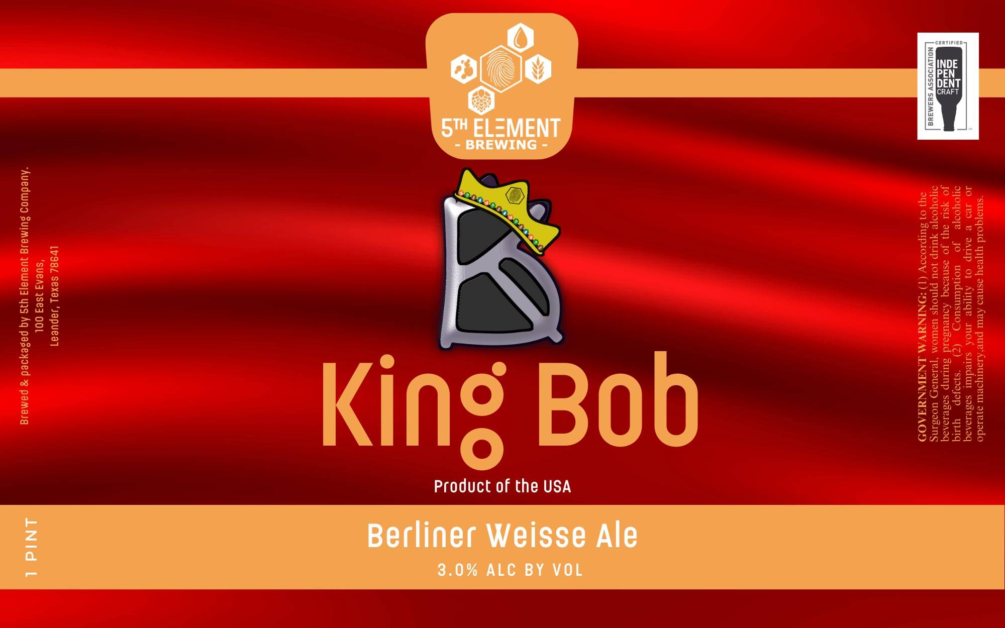 King Bob by 5th Element Brewing - beer label