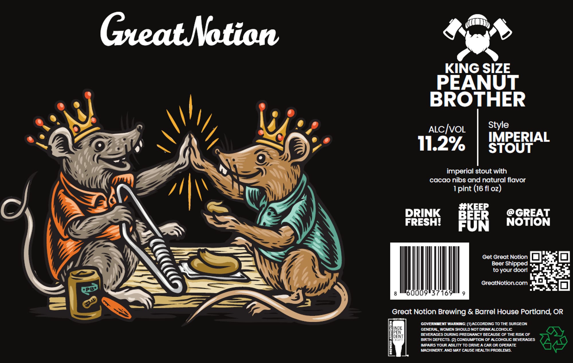 King Size Peanut Butter Brother by Great Notion Brewing & Barrel House - beer label