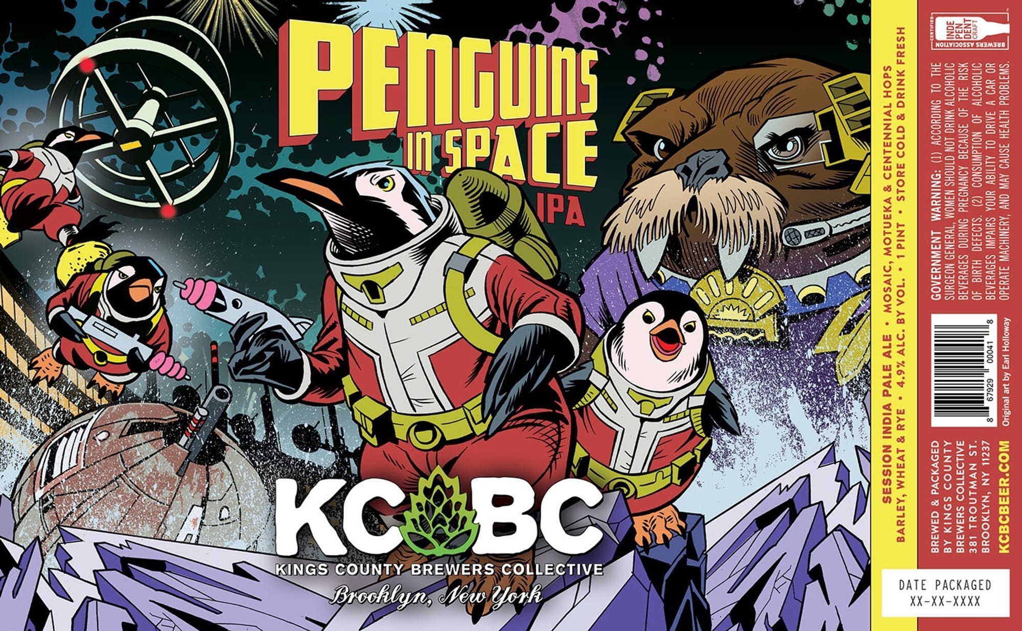 Penguins in Space by Kings County Brewers Collective - beer label