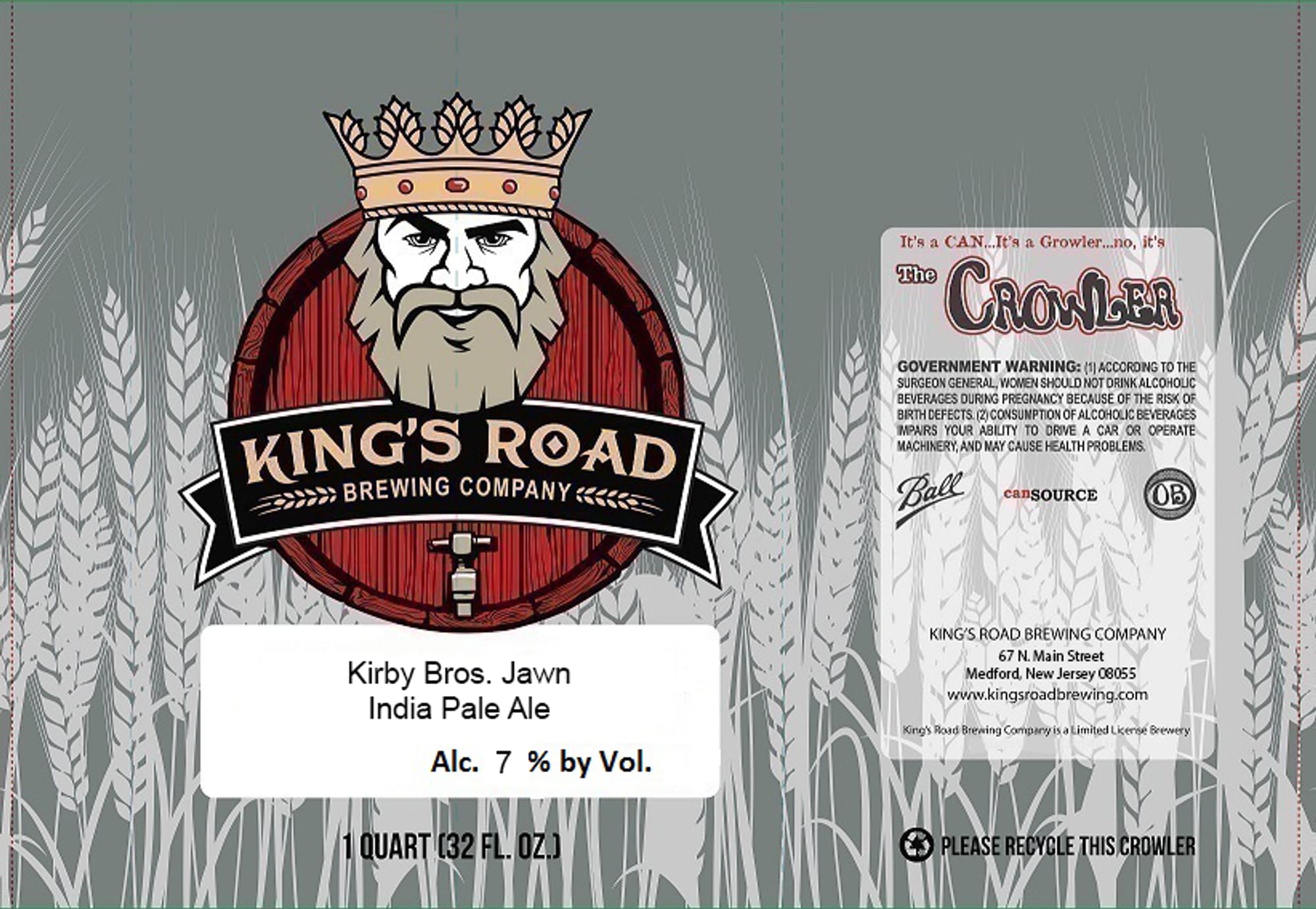 Kirby Bros. Jawn by King’s Road Brewing Company - beer label