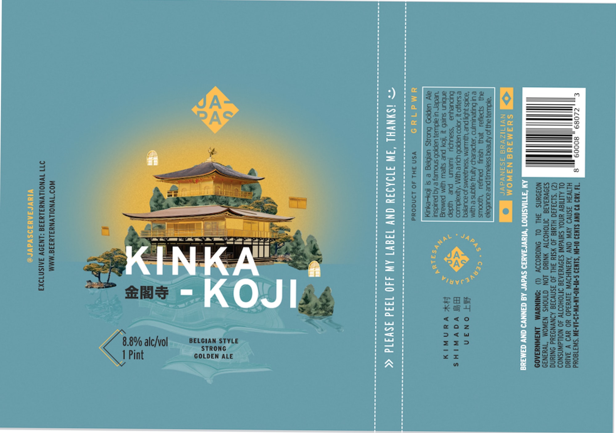 Kinka-Koji by Japas Cerveceria - beer label