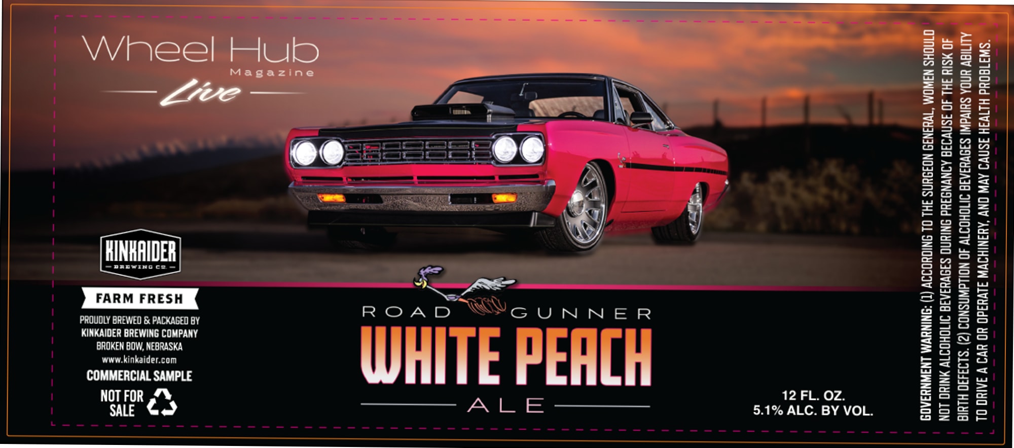 Road Gunner White Peach Ale by Kinkaider Brewing Co. - beer label