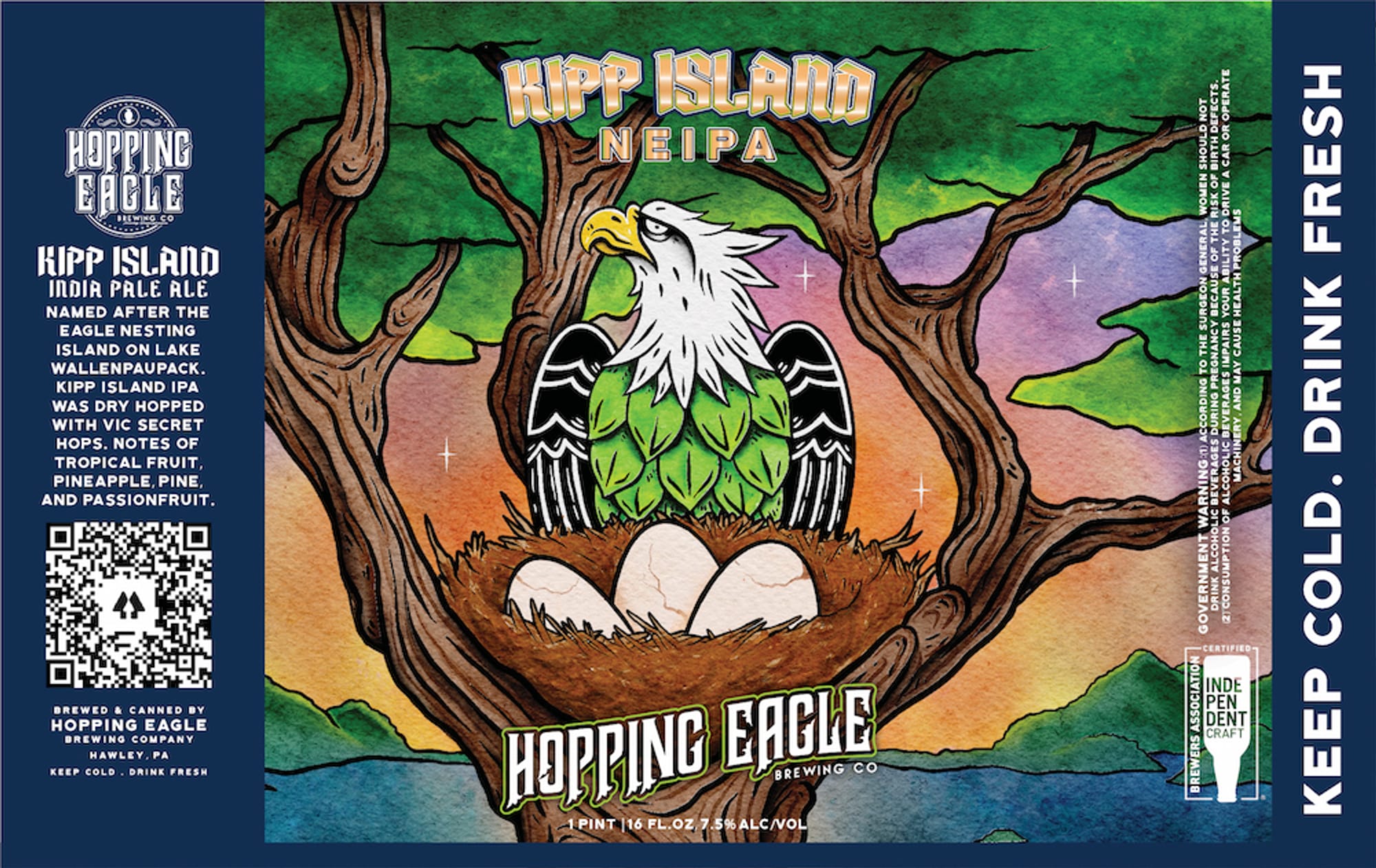 Kipp Island Neipa by Hopping Eagle Brewing Co. - beer label