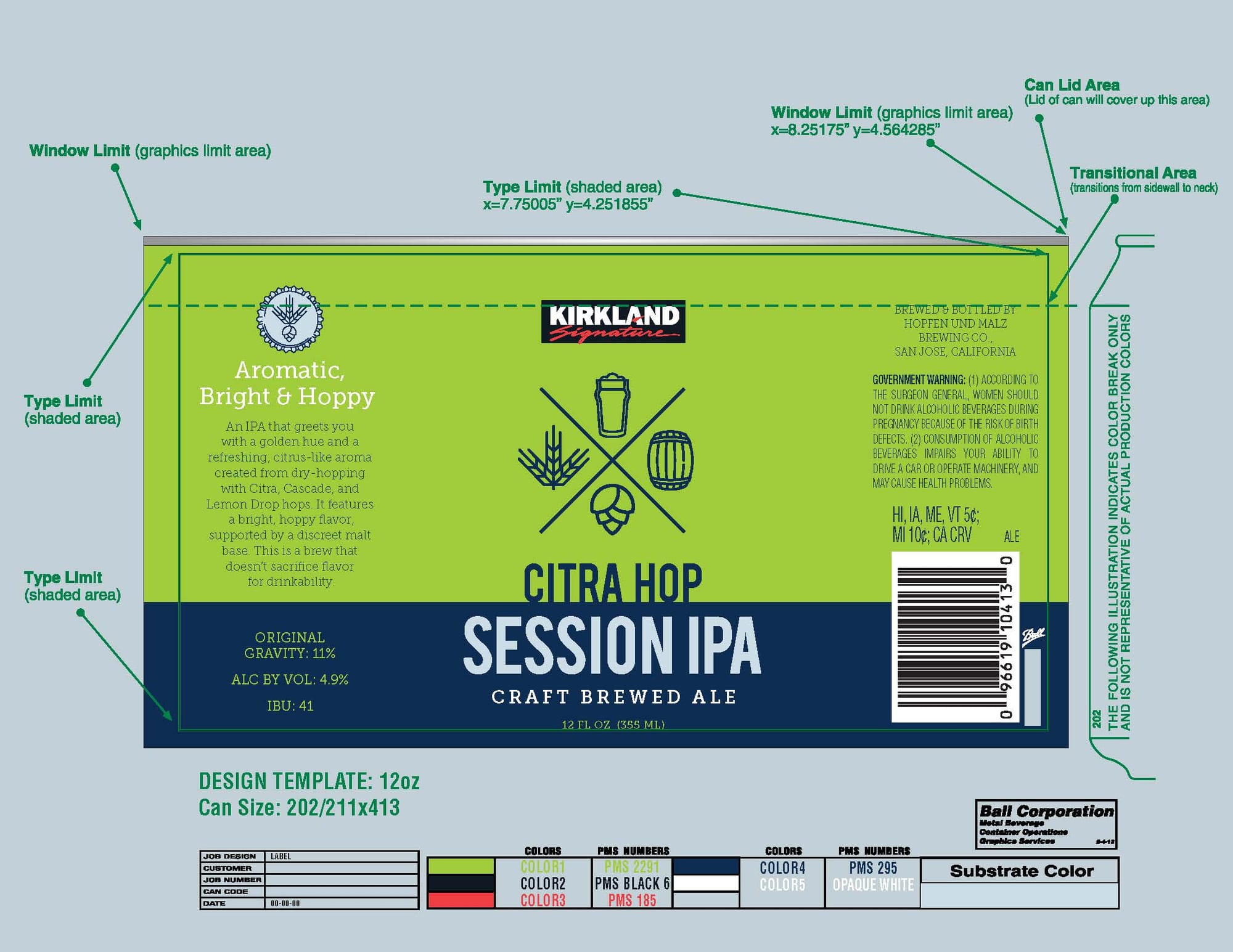 Citra Hop Session IPA by Kirkland Signature - beer label