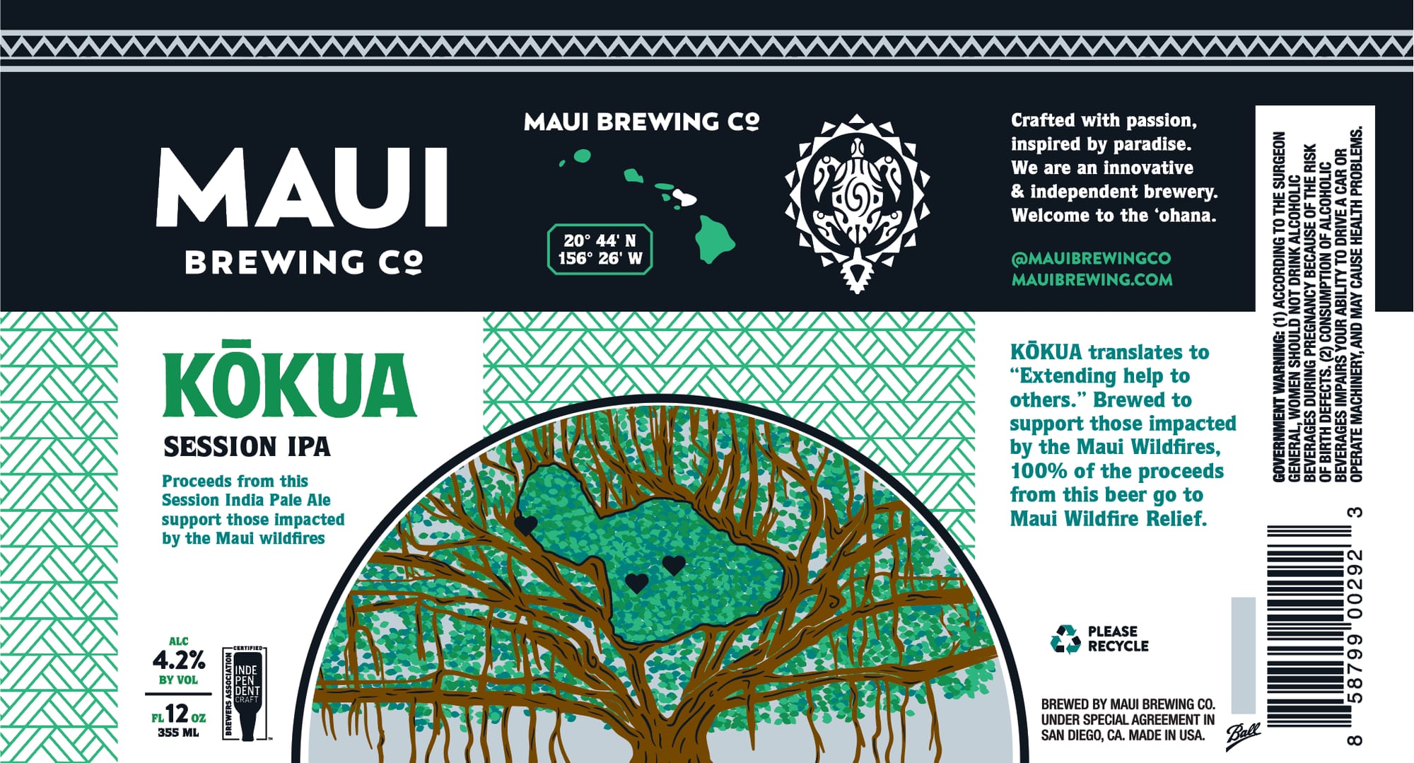 Kōkua Session IPA by Maui Brewing Co. - beer label