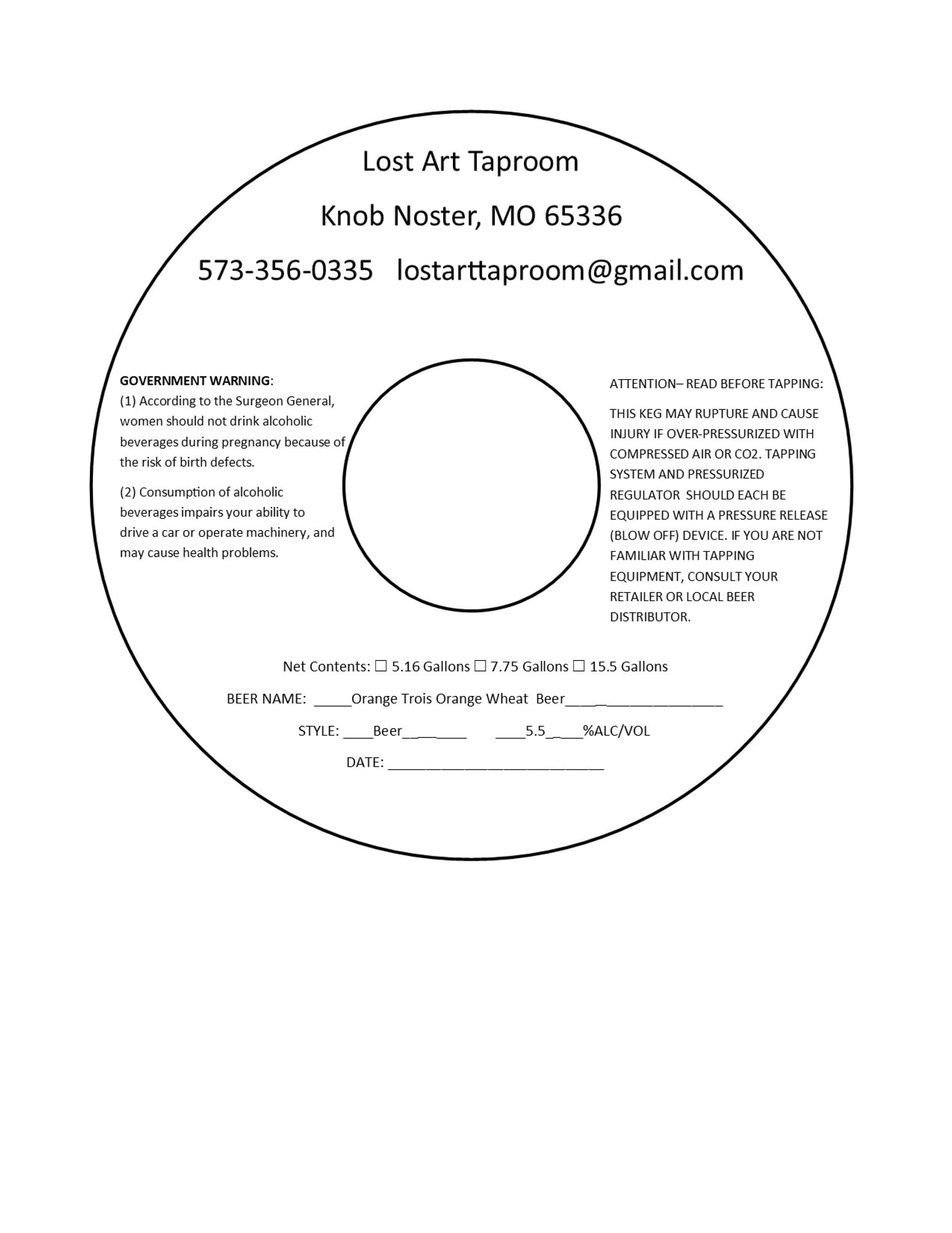 Knob Noster by Lost Art Taproom - beer label