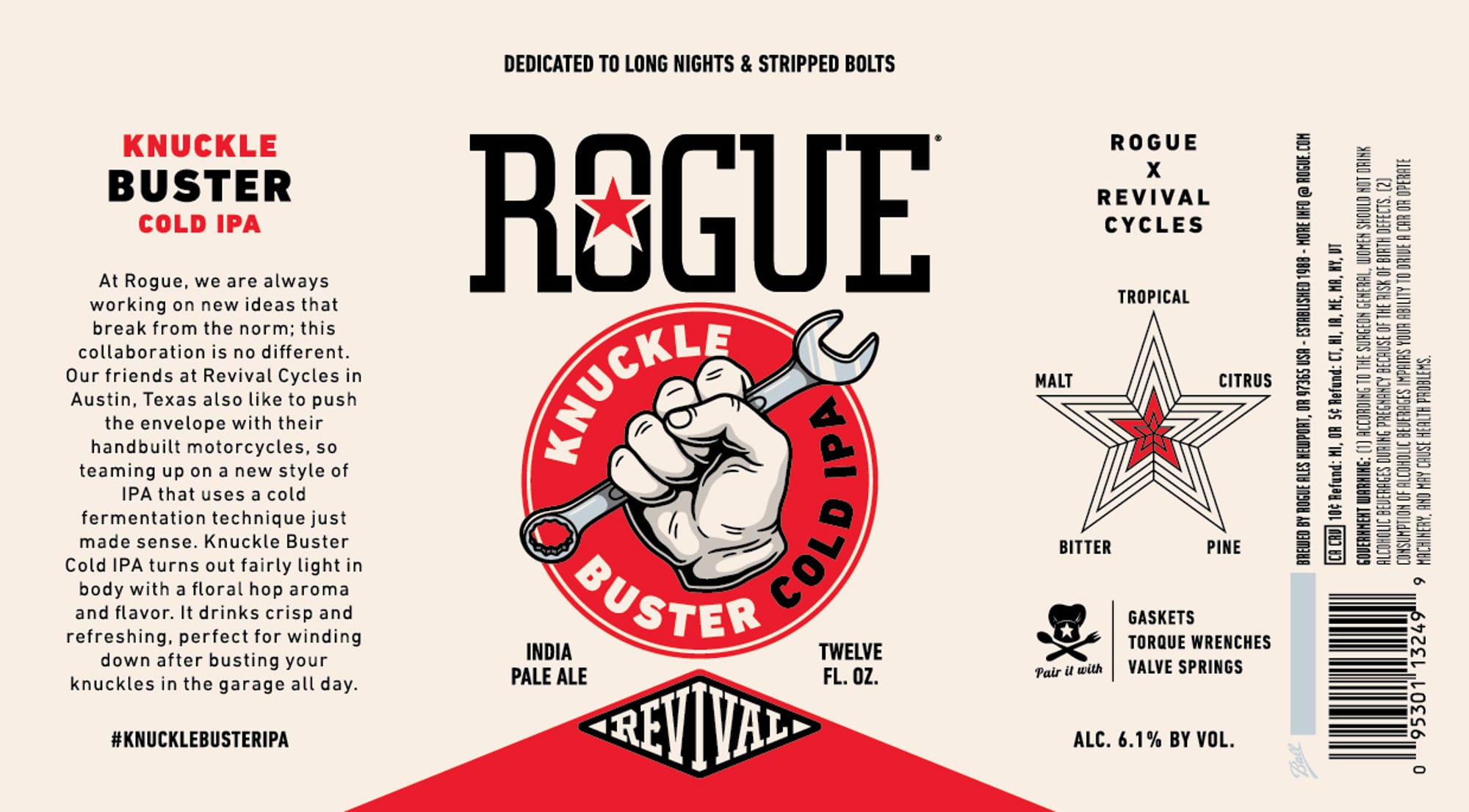 Knuckle Buster Cold IPA by Rogue Ales & Spirits - beer label