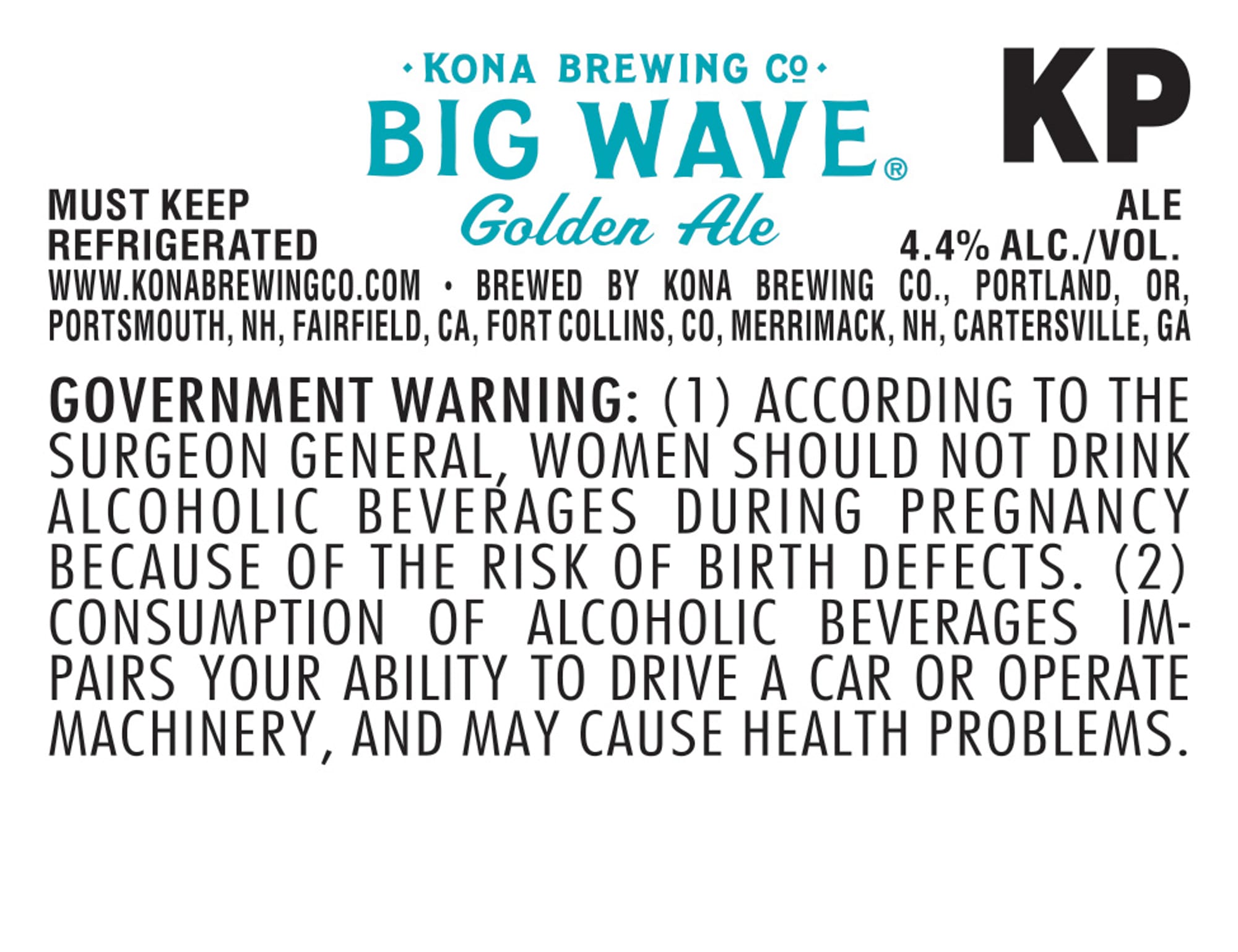 Big Wave Golden Ale by Kona Brewing Co. - beer label