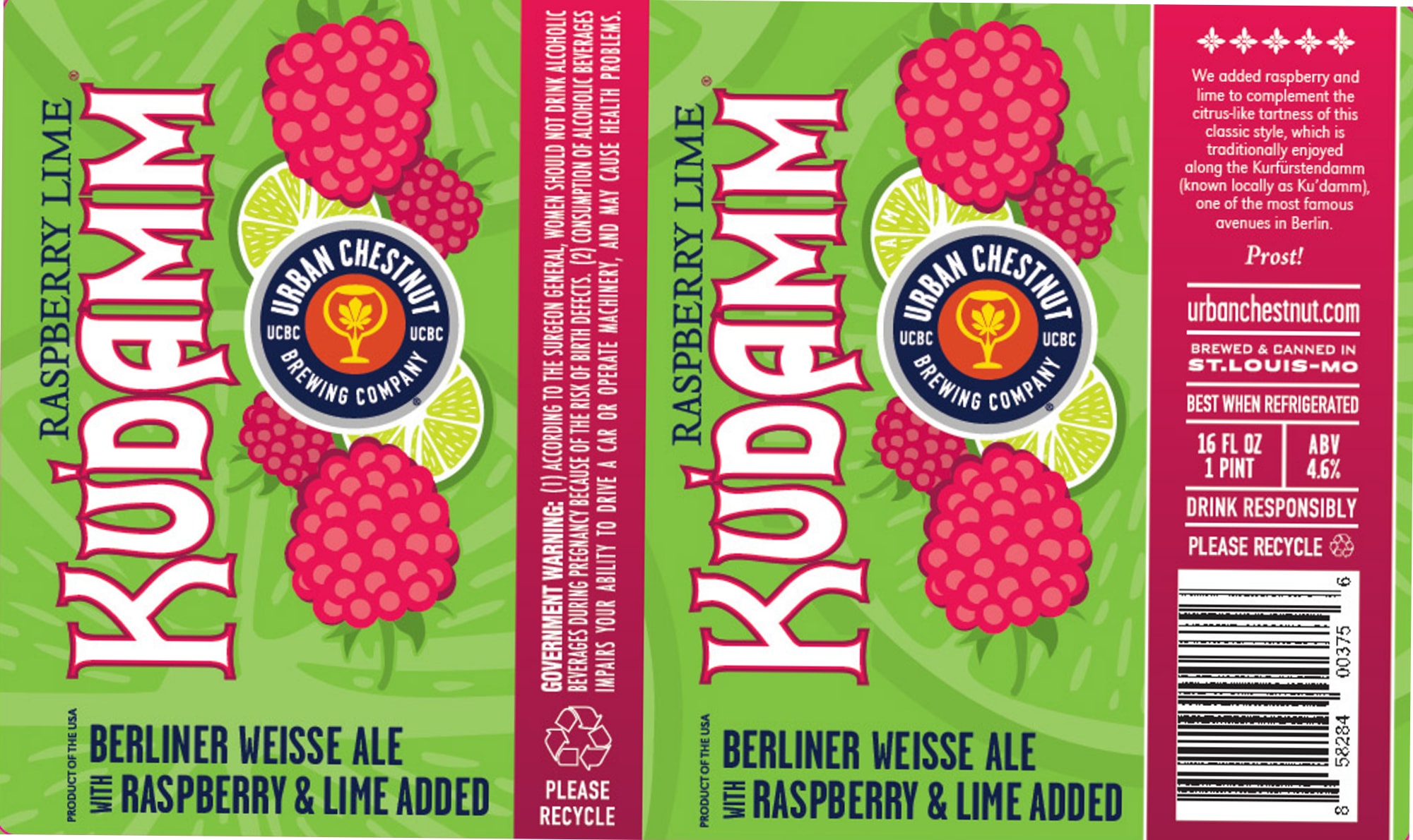 Kürfiss Raspberry & Lime by Urban Chestnut Brewing Company - beer label