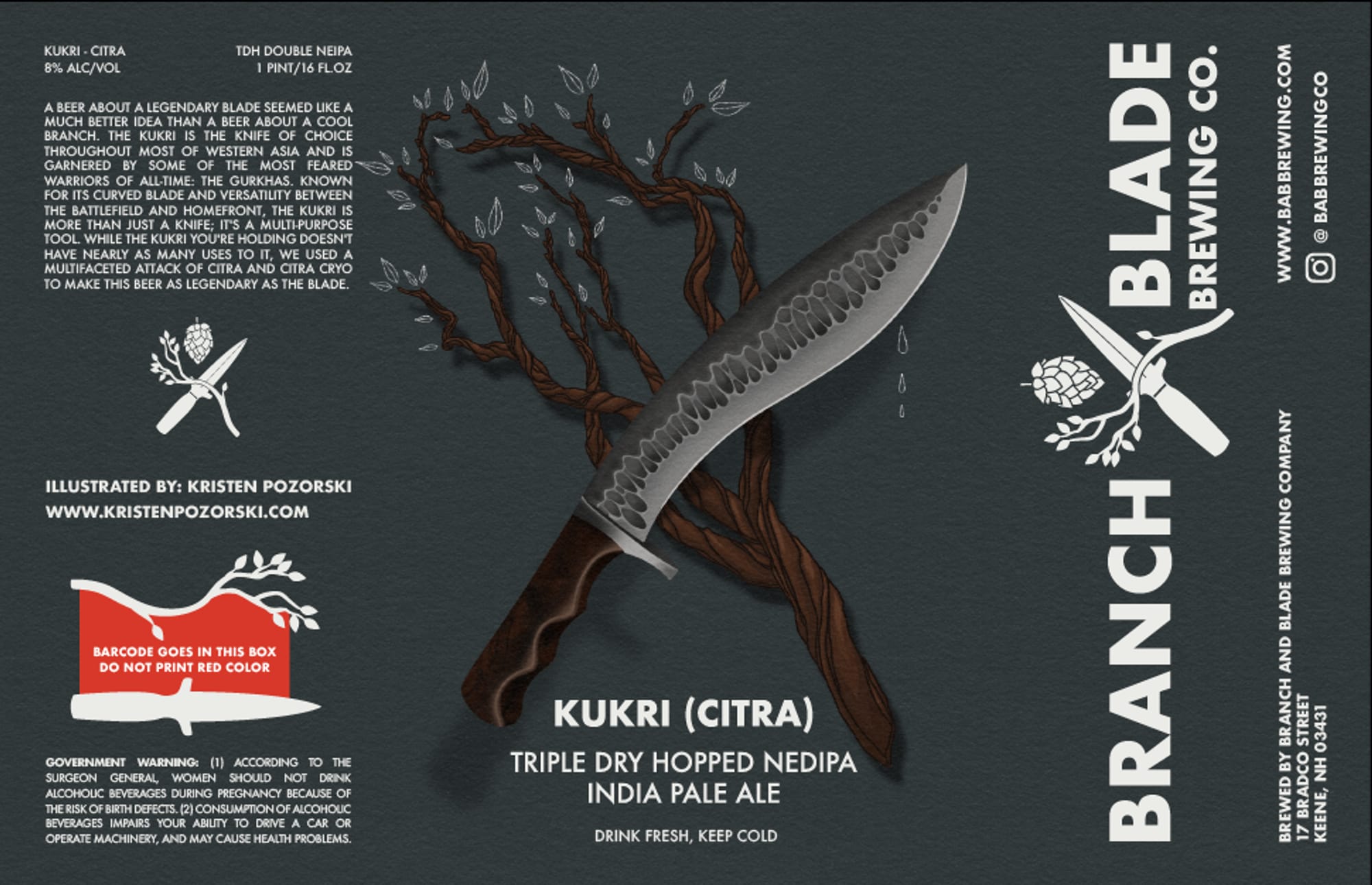 Kukri (Citra) by BABB Brewing Co. - beer label