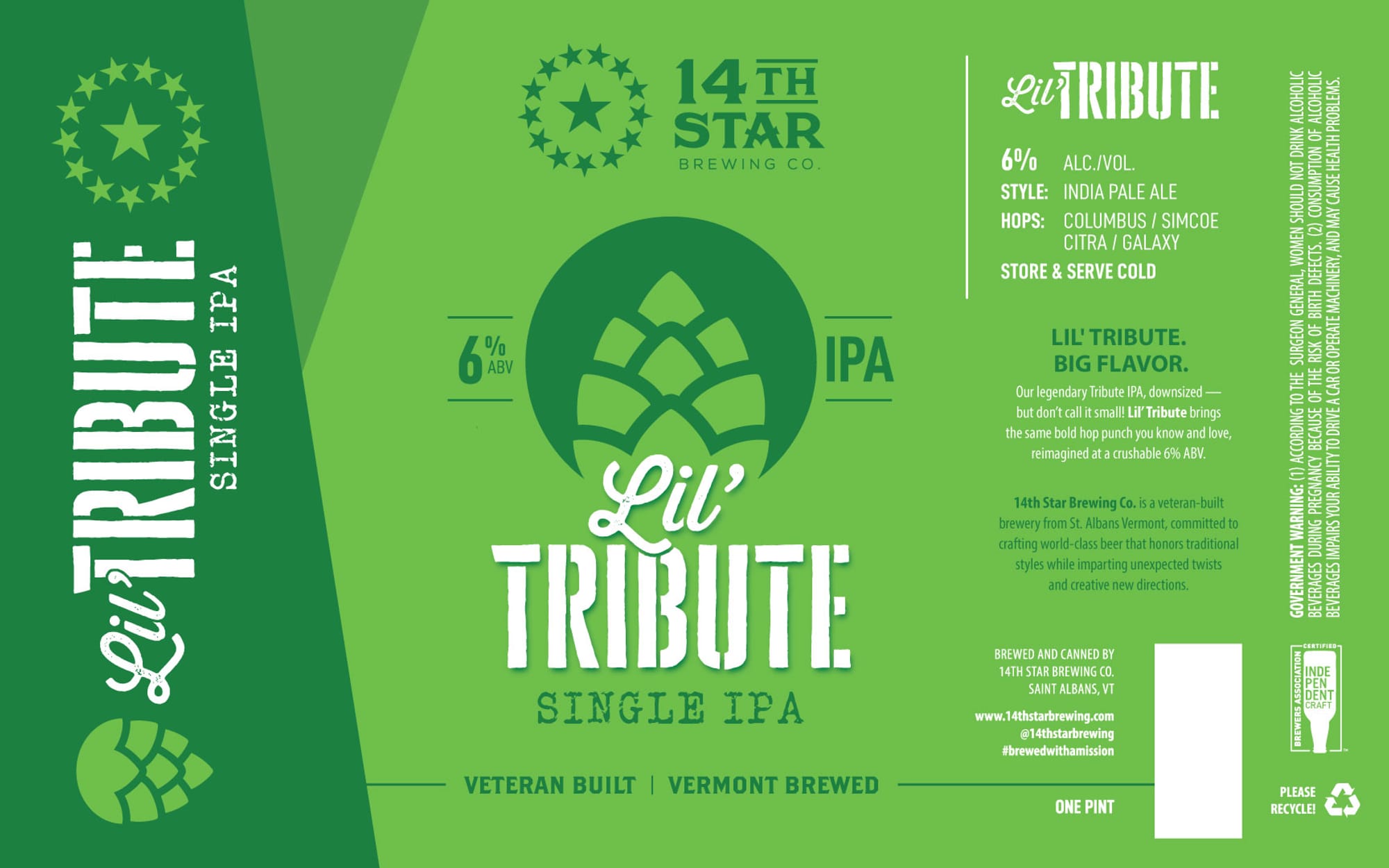 Li’l Tribute Single IPA by 14th Star Brewing Co. - beer label