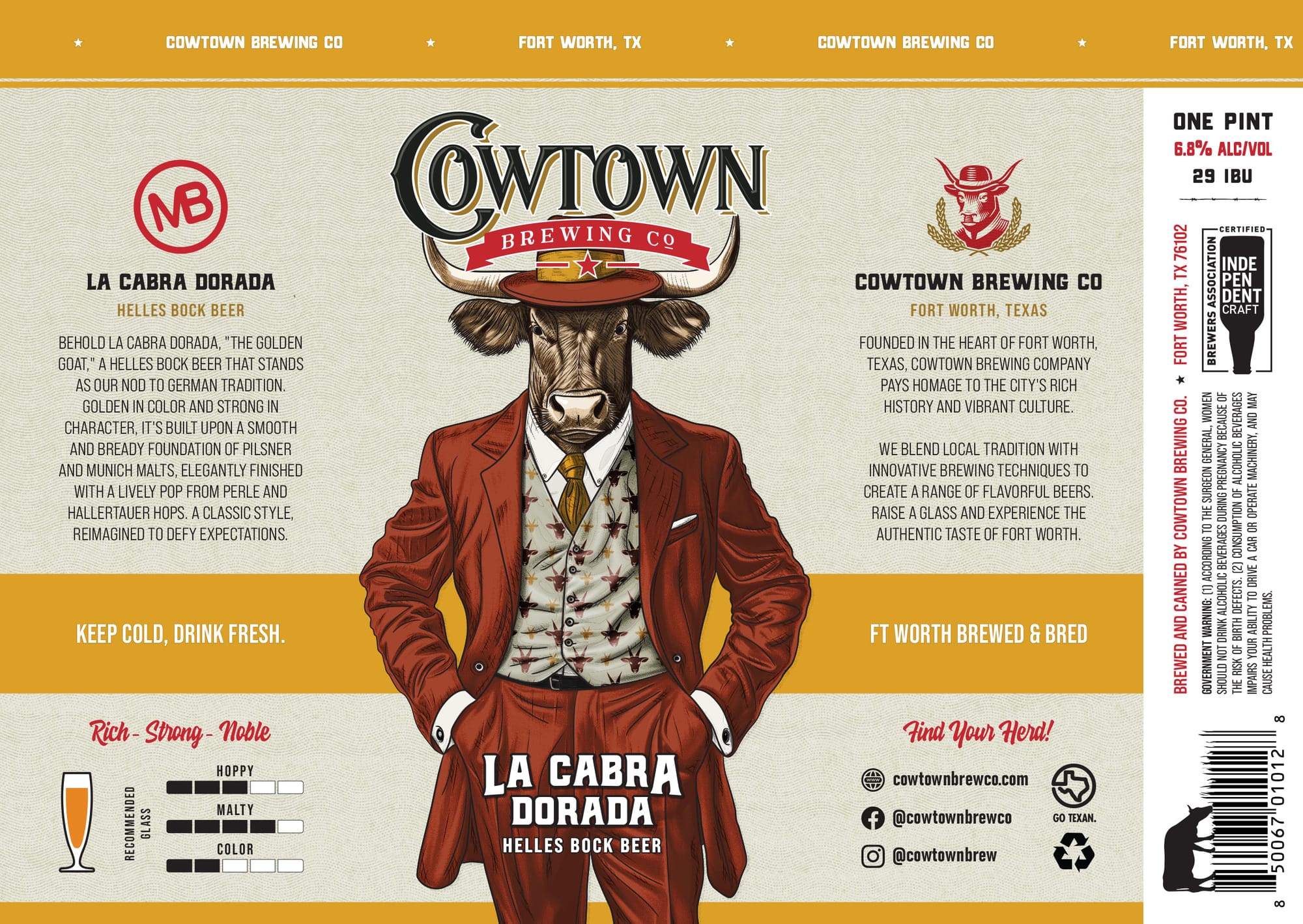 La Cabra Dorada by Cowtown Brewing Co. - beer label