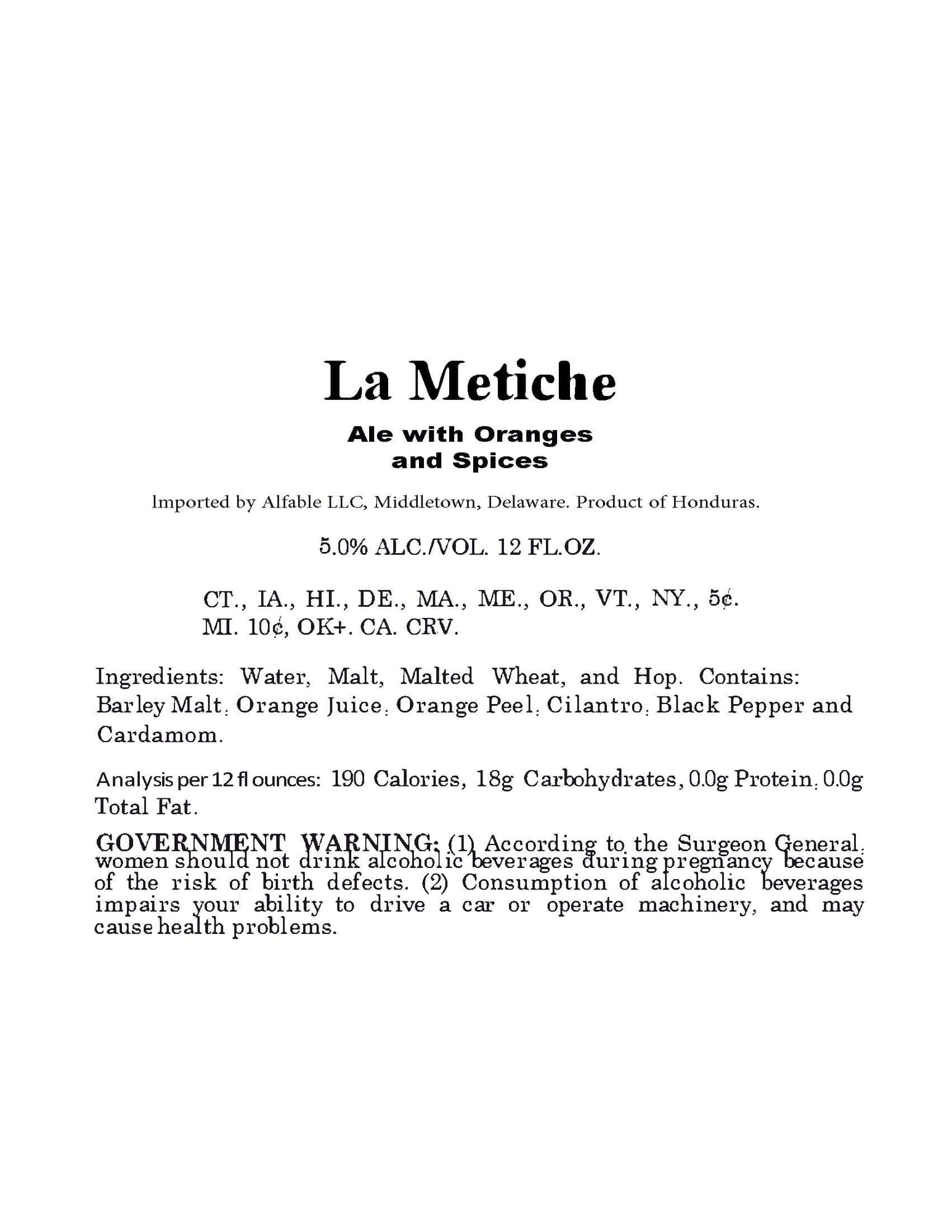 La Metiche by Alfable LLC - beer label