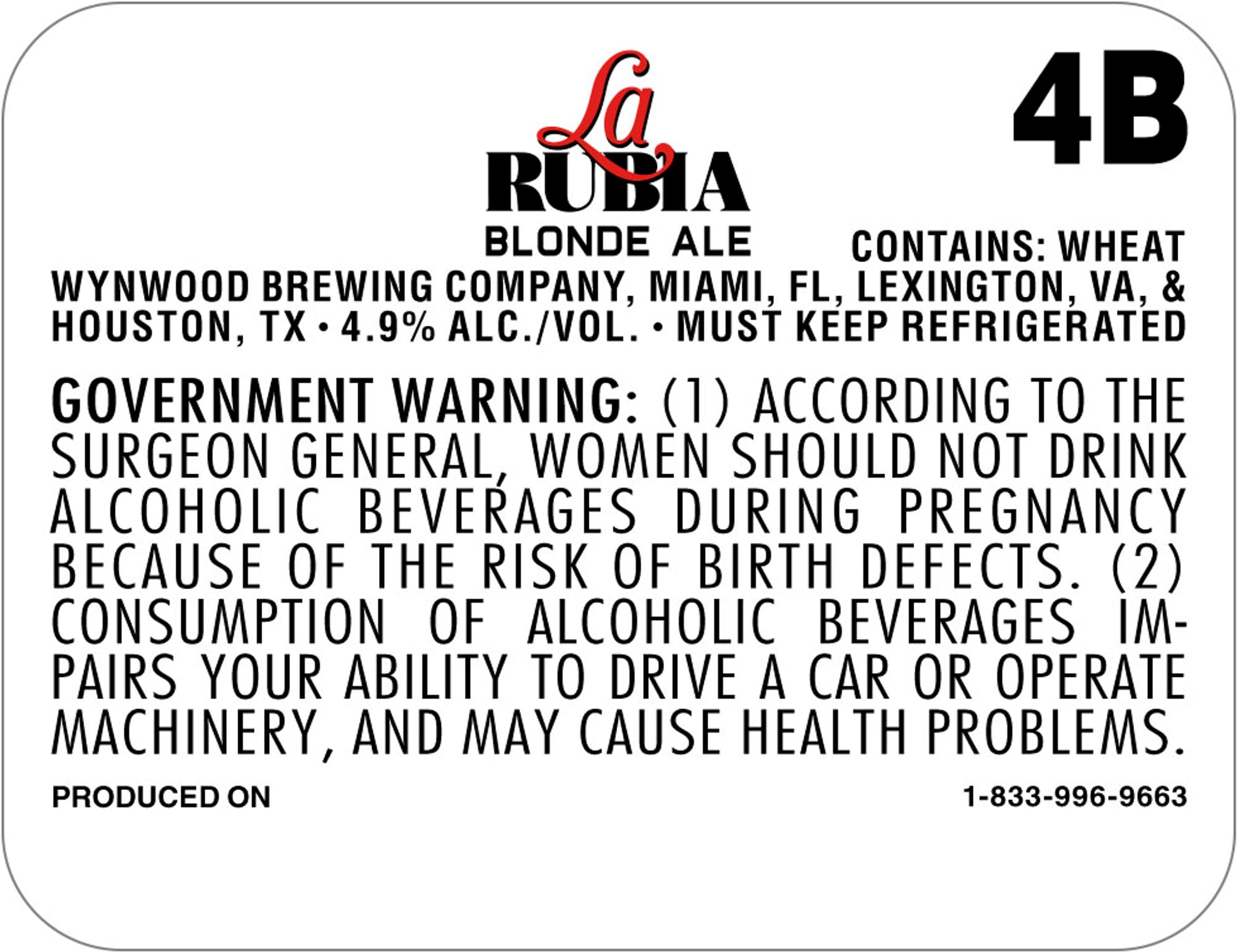 La Rubia by Wynwood Brewing Company - beer label