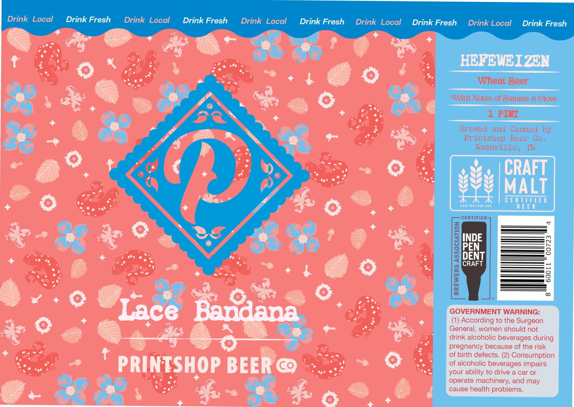 Lace Bandana by Printshop Beer Co. - beer label