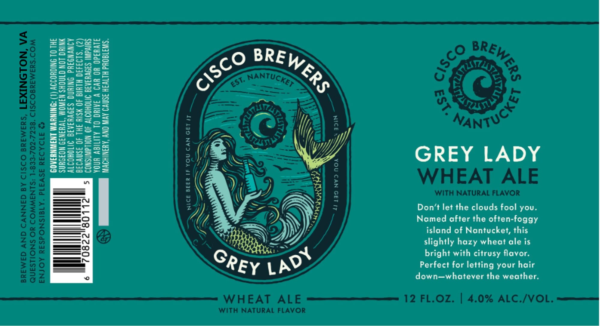 Grey Lady Wheat Ale by Cisco Brewers - beer label
