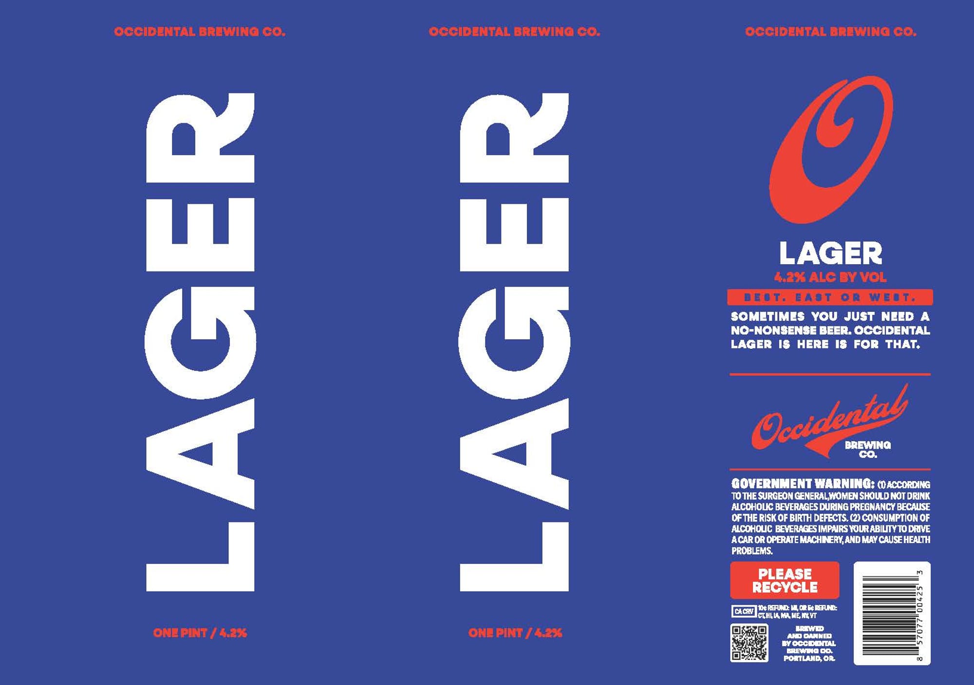 Lager by Occidental Brewing Co. - beer label