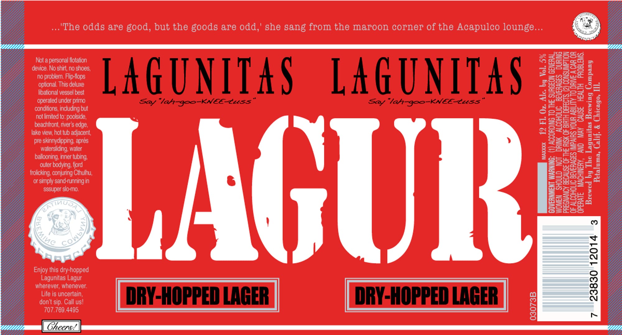 Lagunita’s Dry-Hopped Lager by Lagunitas Brewing Company - beer label