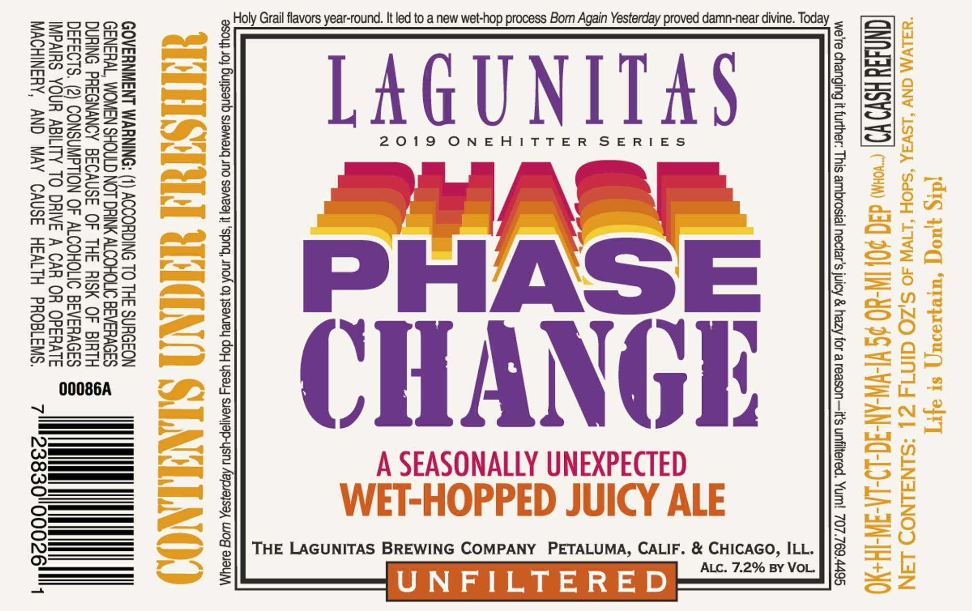 Phase Change by Lagunitas Brewing Company - beer label