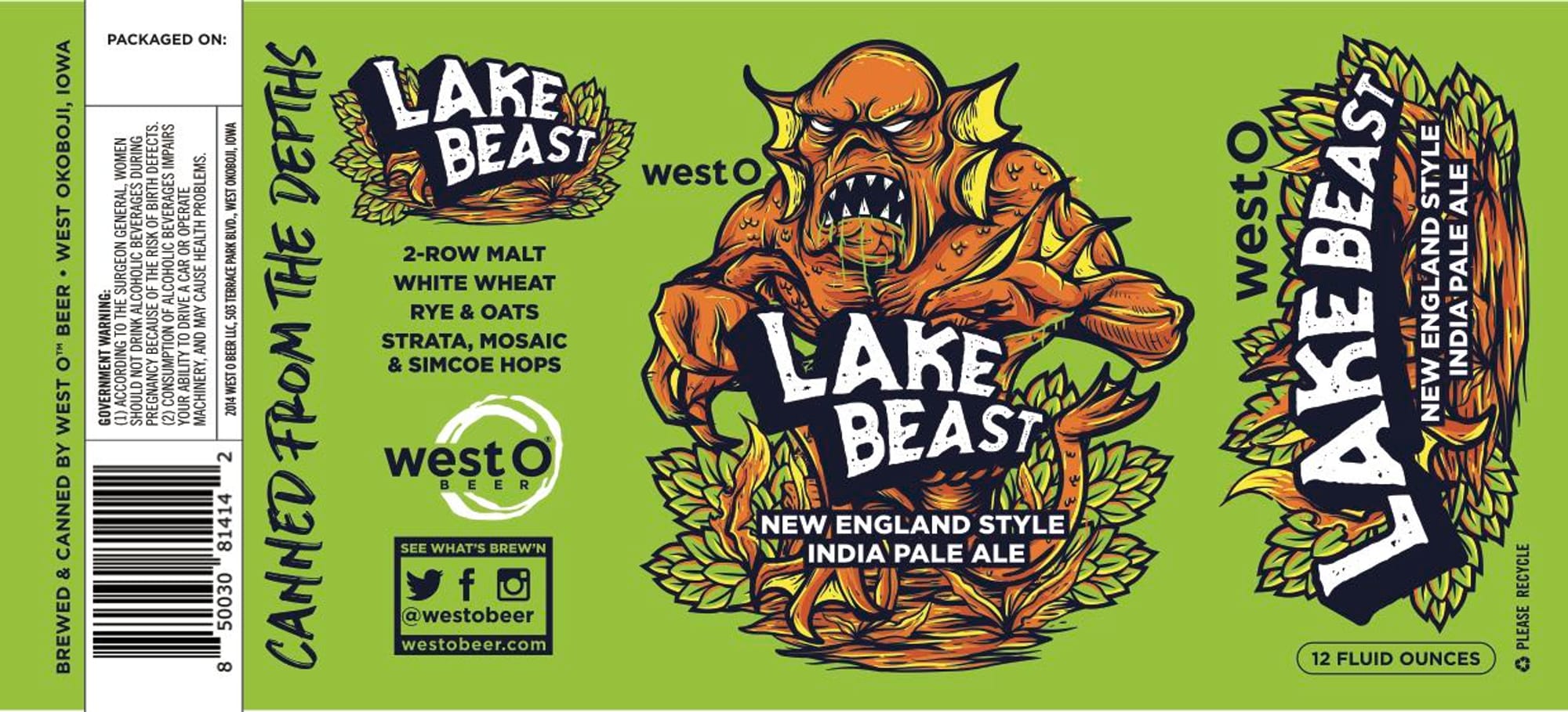 Lake Beast by West O Beer - beer label