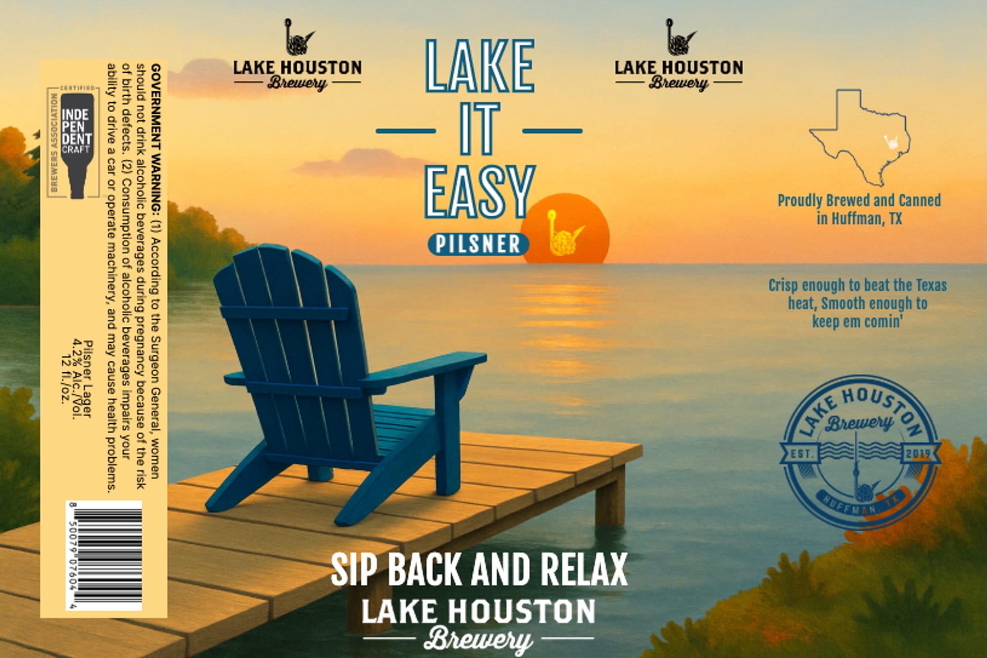 Lake-It-Easy by Lake Houston Brewery - beer label
