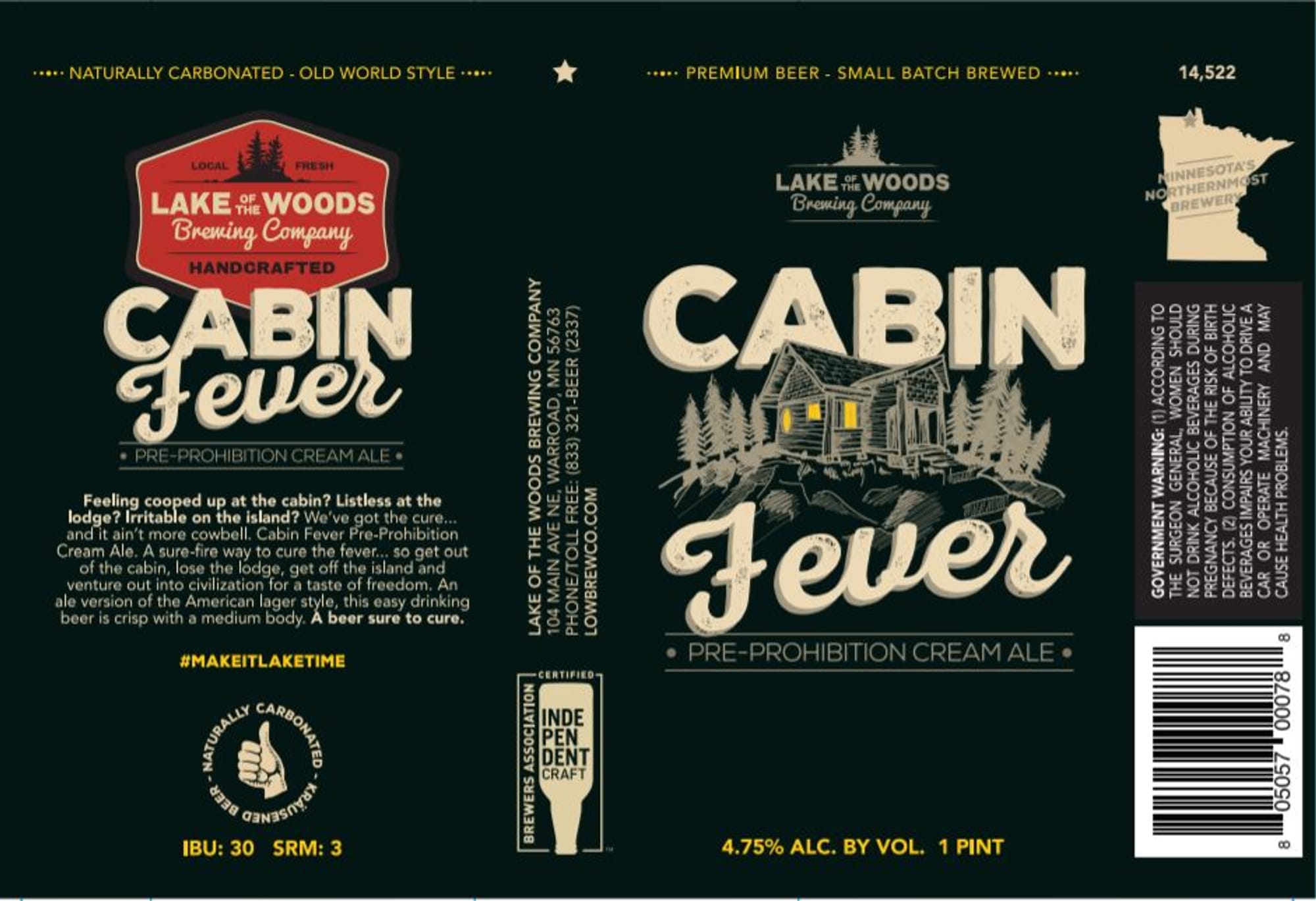 Cabin Fever by Lake of the Woods Brewing Company - beer label