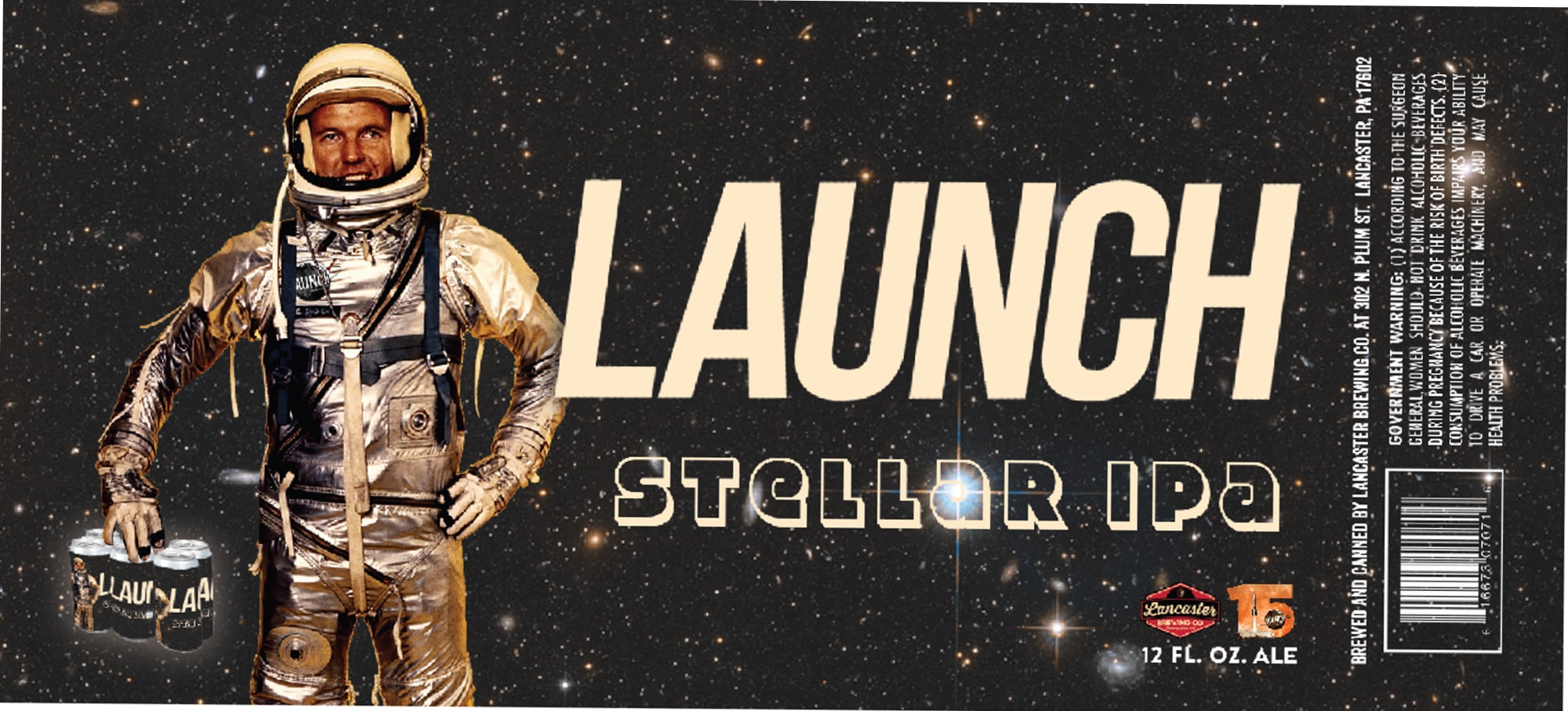 Launch Stellar IPA by Lancaster Brewing Co. - beer label