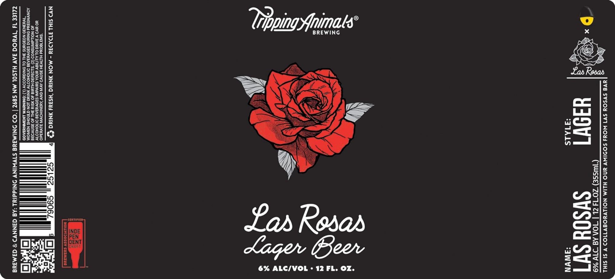 Las Rosas Lager by Tripping Animals Brewing - beer label