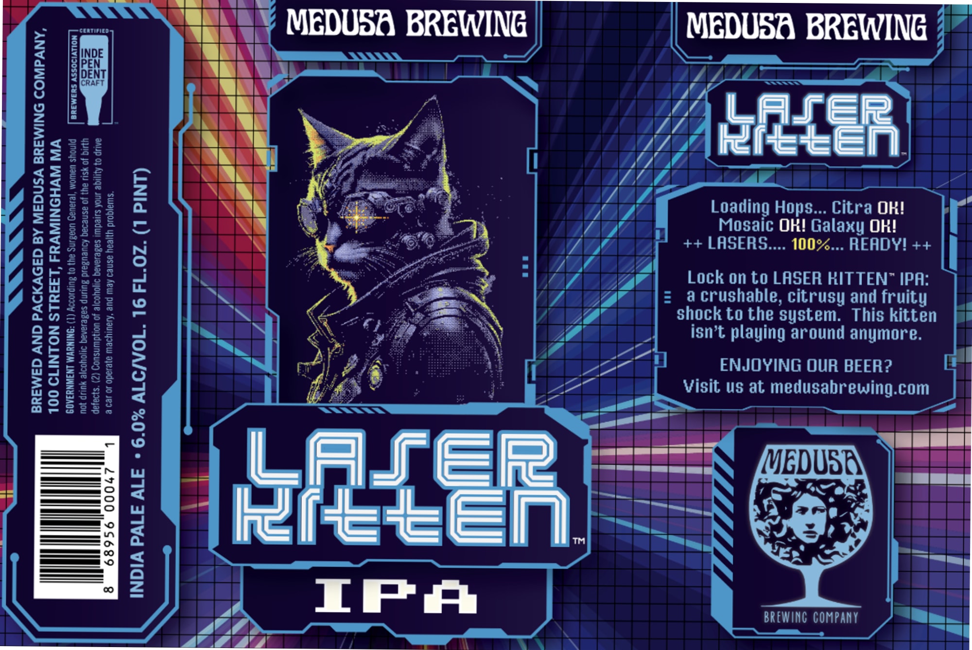 Laser Kitten IPA by Medusa Brewing Company - beer label