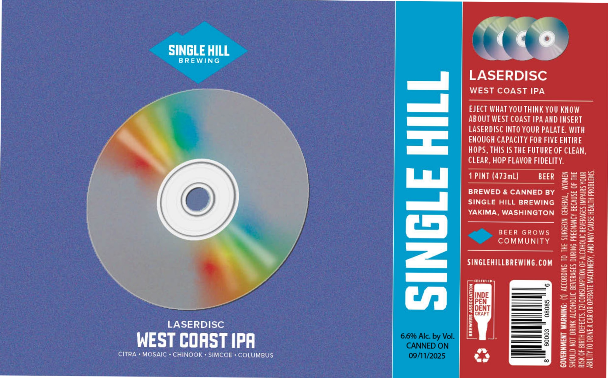 Laserdisc by Single Hill Brewing - beer label