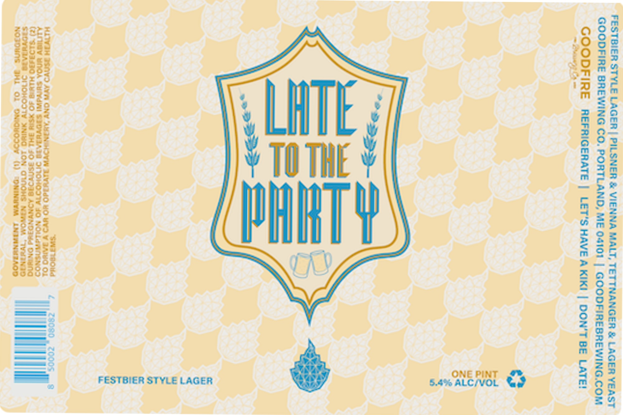 Late to the Party by Goodfire Brewing Co. - beer label