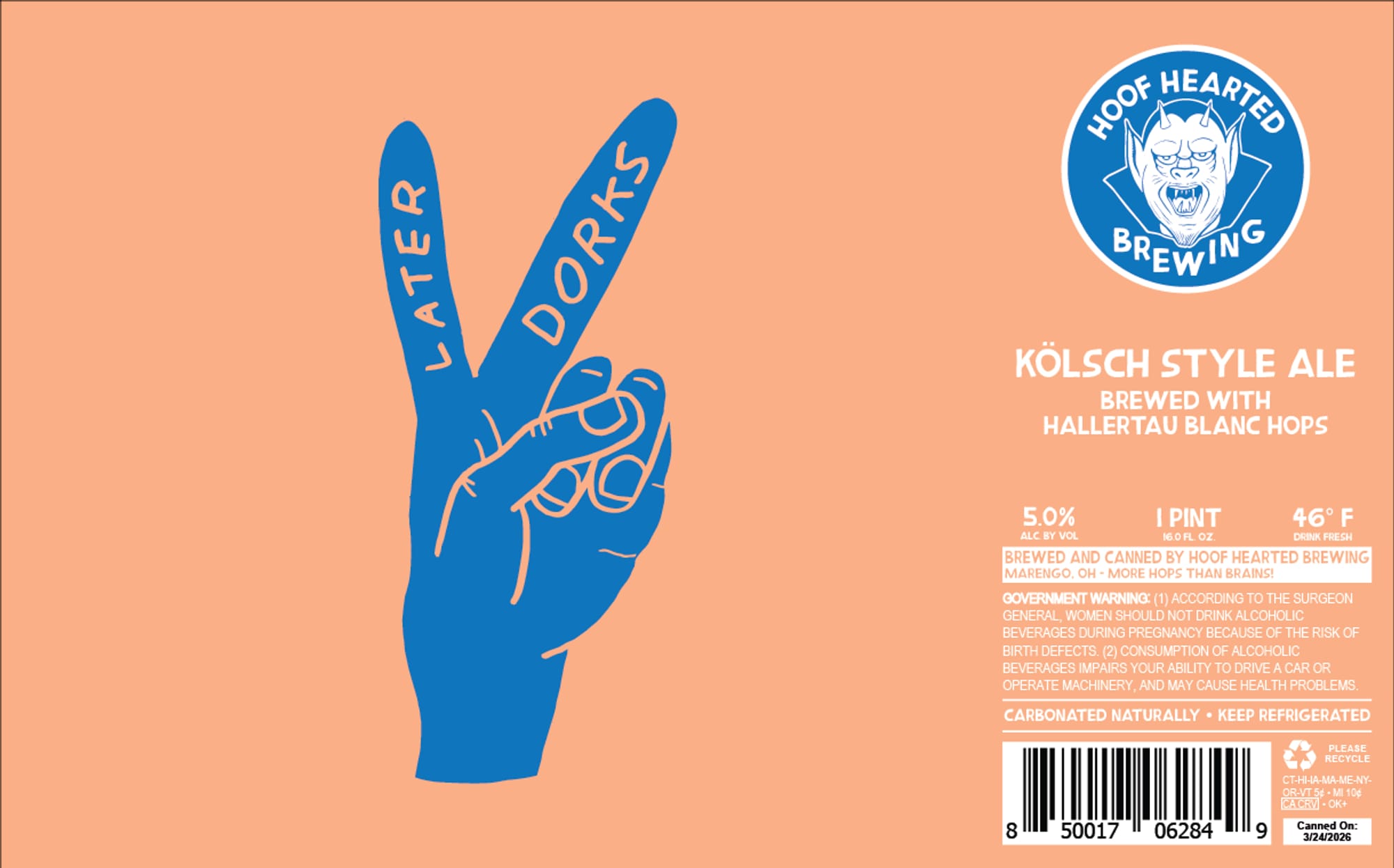 Later Dorks by Hoof Hearted Brewing - beer label