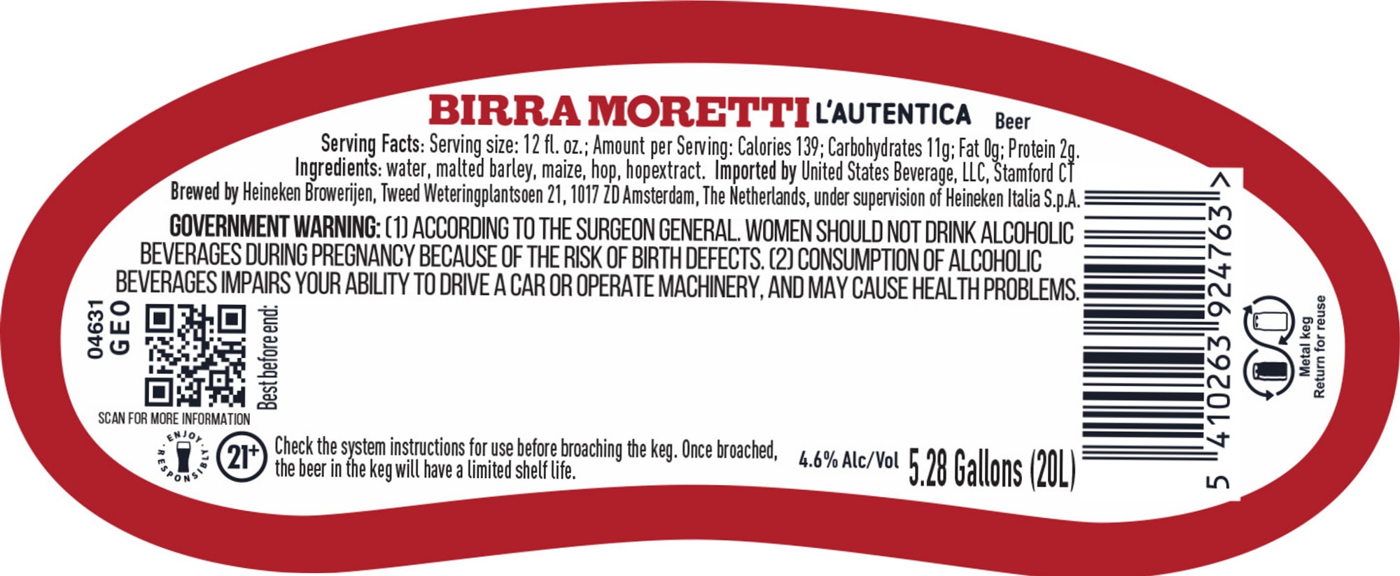 L’Autentica by Birra Moretti - beer label