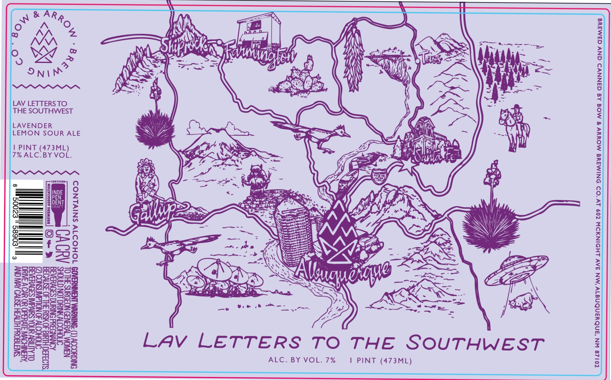 Lav Letters to the Southwest by Bow & Arrow Brewing Co. - beer label